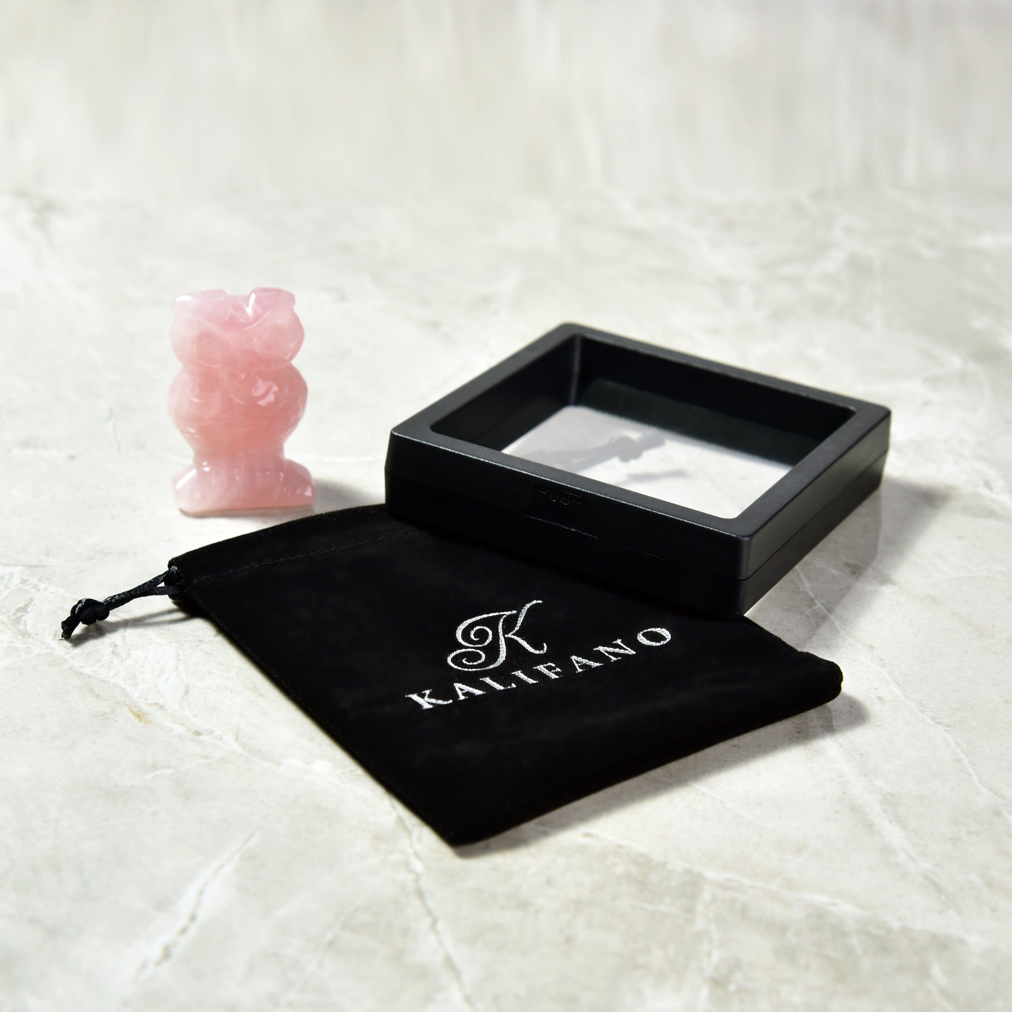 Kalifano Gemstone Carvings Rose Quartz Owl 2'' Natural Gemstone Carving CV28-O-RQ
