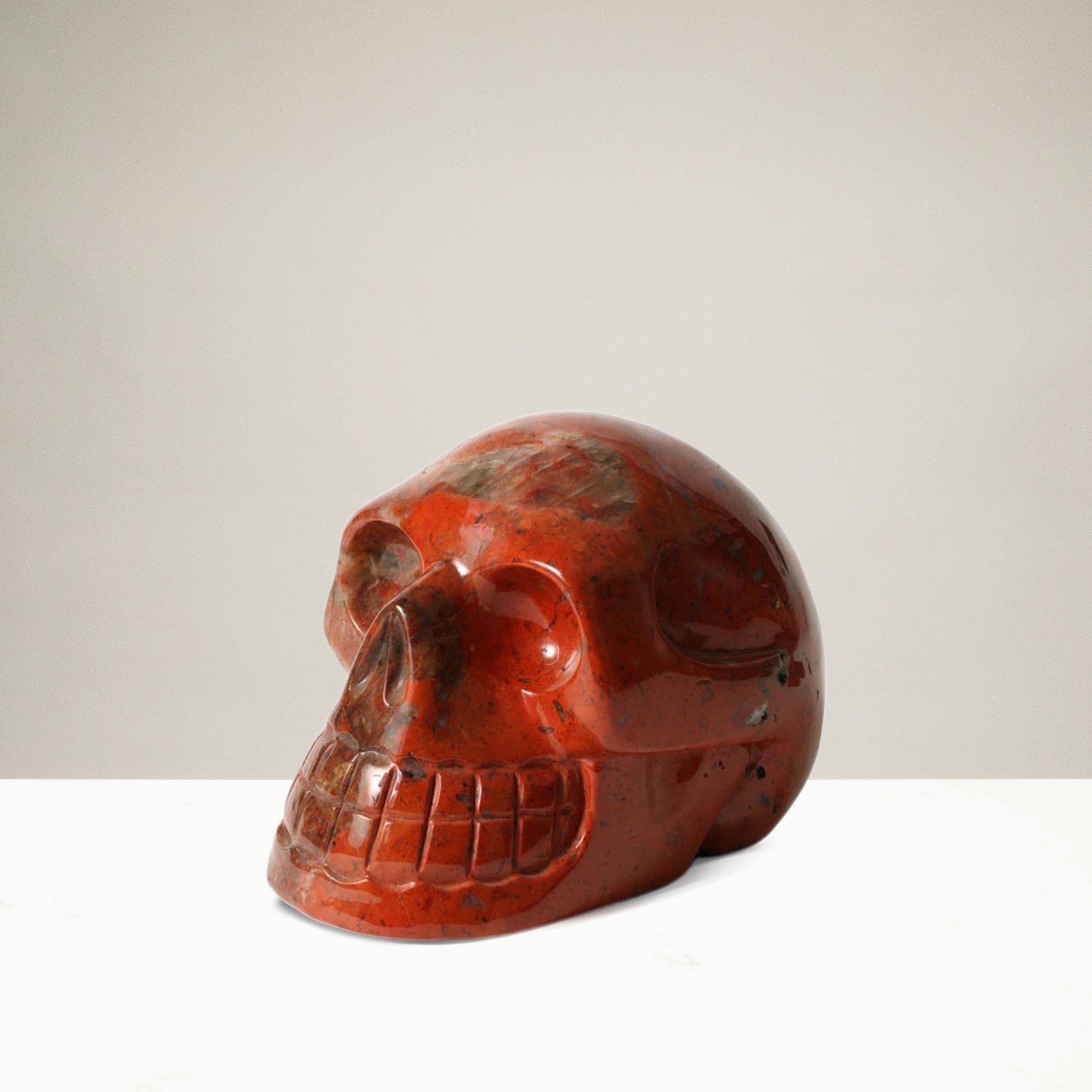 Kalifano Gemstone Carvings SKULL2400.011 - Hand Carved Brecciated Jasper Skull-Brazil- 4,360 Grams 7.5" x 5" x 5.5" SKULL2400.011