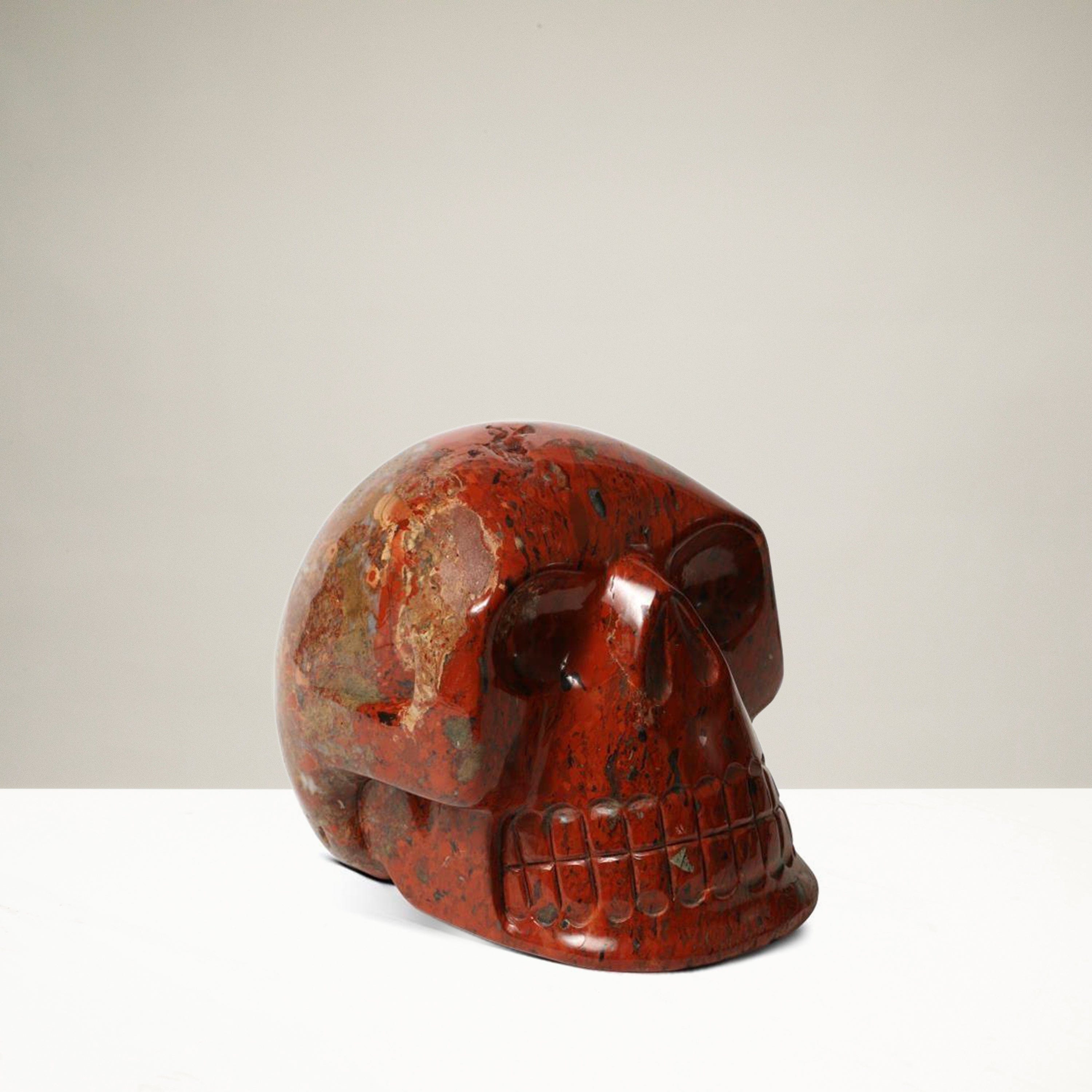 Kalifano Gemstone Carvings SKULL3600.007 - Hand Carved Brecciated Jasper Skull-Brazil- 7,390 Grams 8" x 6" x 6" SKULL3600.007
