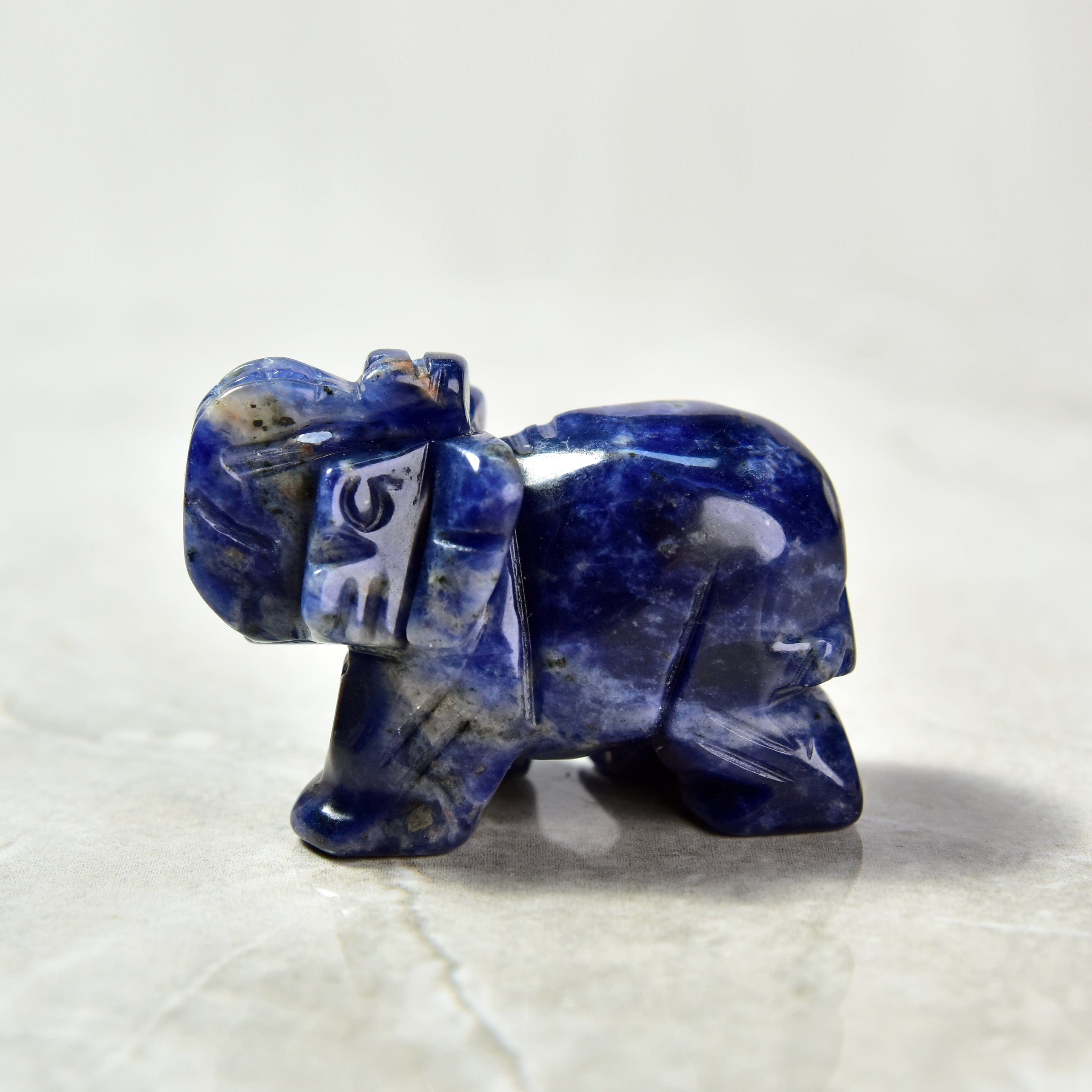 Kalifano Gemstone Carvings Sodalite Elephant 2" Gemstone Carving CV15-E-SD