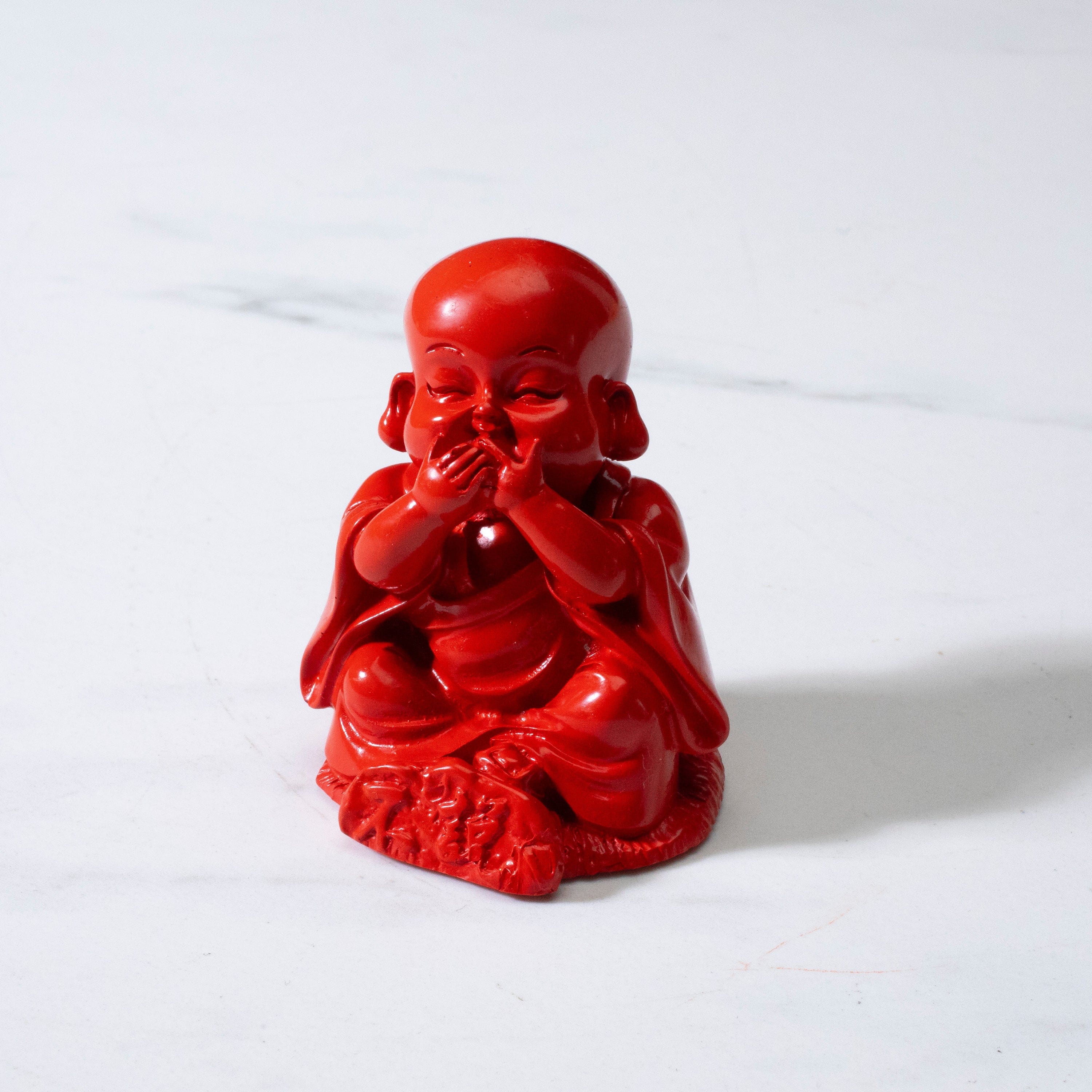 KALIFANO Gemstone Carvings Speak No Evil Budha Cinnabar Carving CBAR155