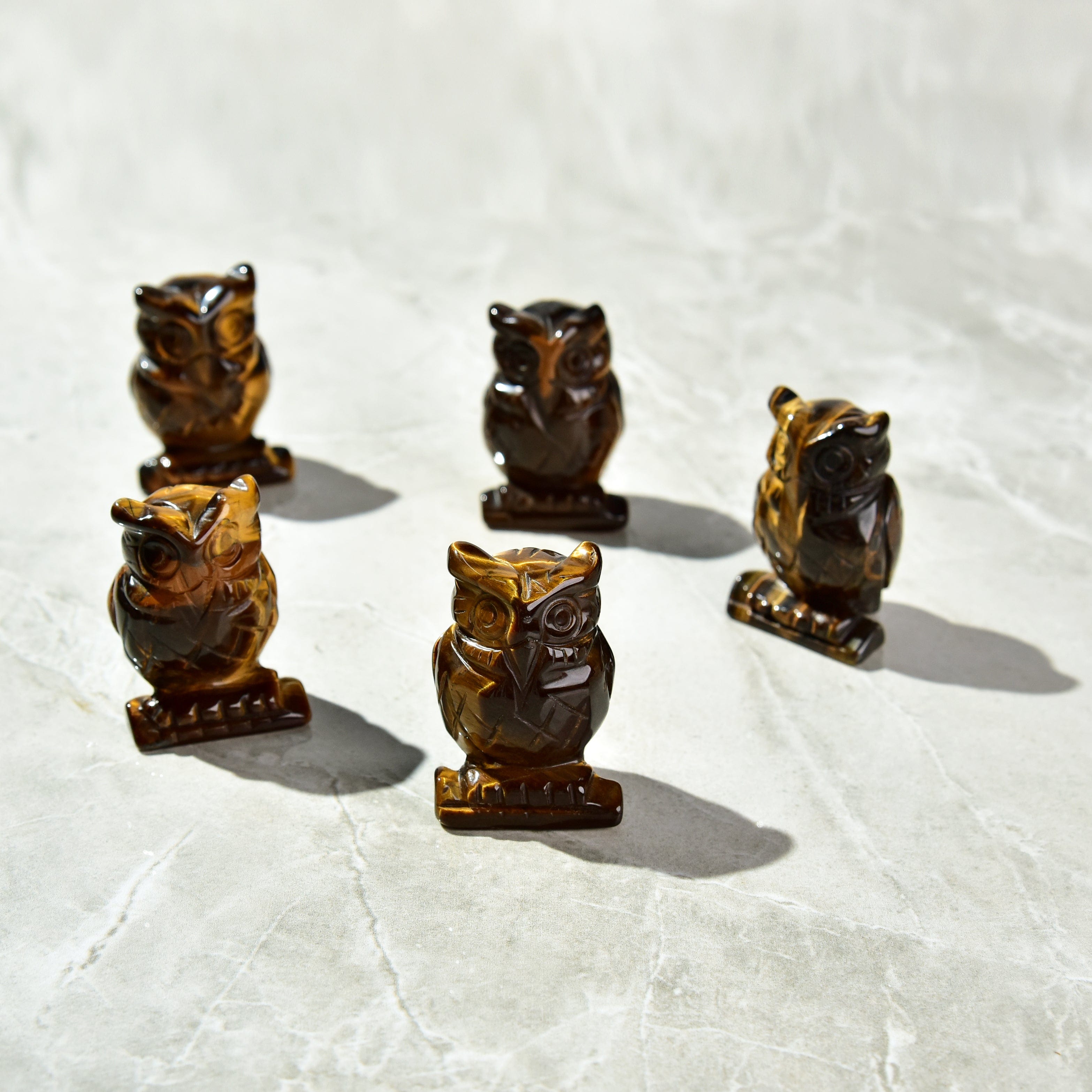 Kalifano Gemstone Carvings Tiger Eye Owl  2'' Natural Gemstone Carving CV28-O-TE