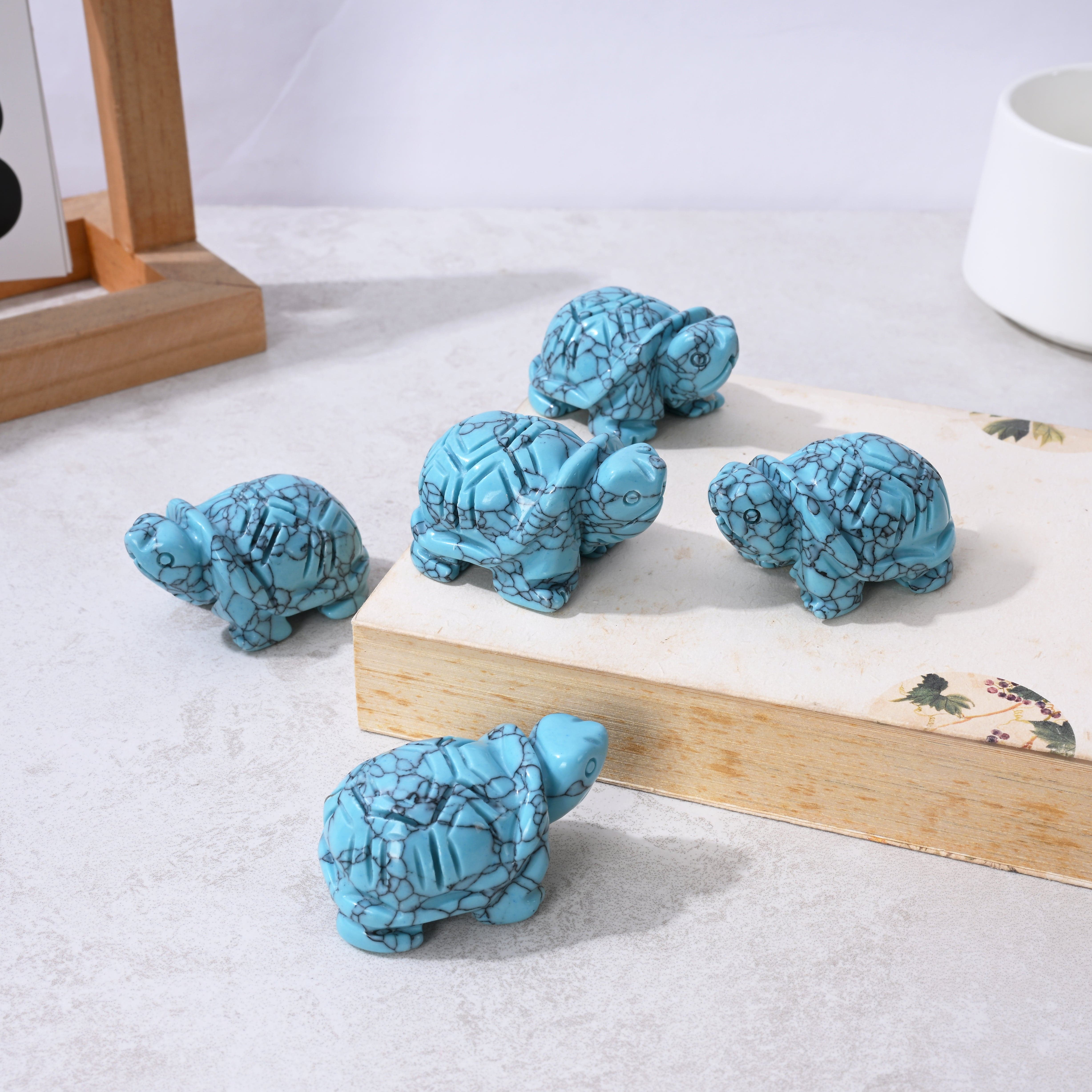 Kalifano Gemstone Carvings Turquoise Turtle 2'' Natural Gemstone Carving CV14-T-TQ