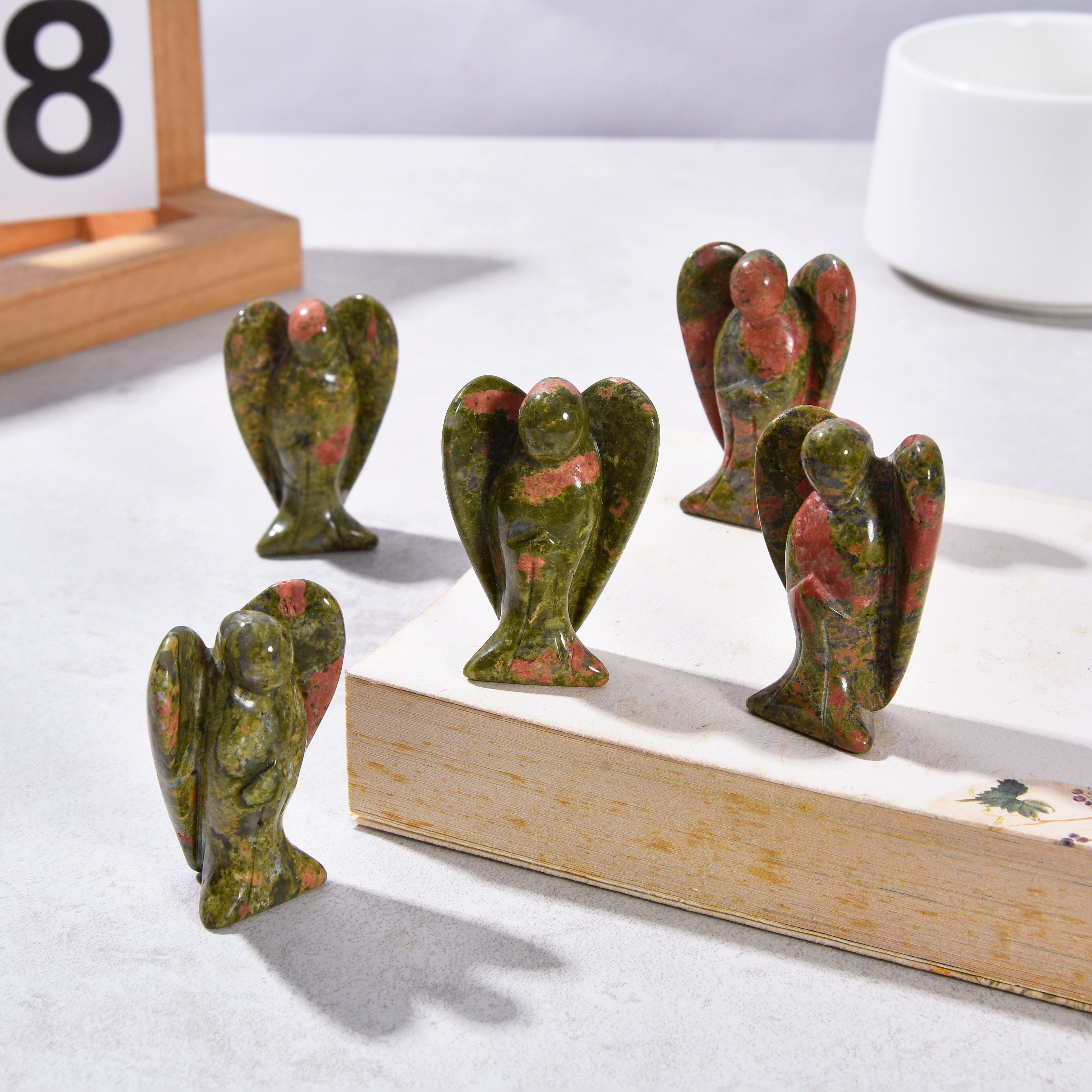 Kalifano Gemstone Carvings Unakite Angel 2'' Natural Gemstone Carving CV13-A-UE