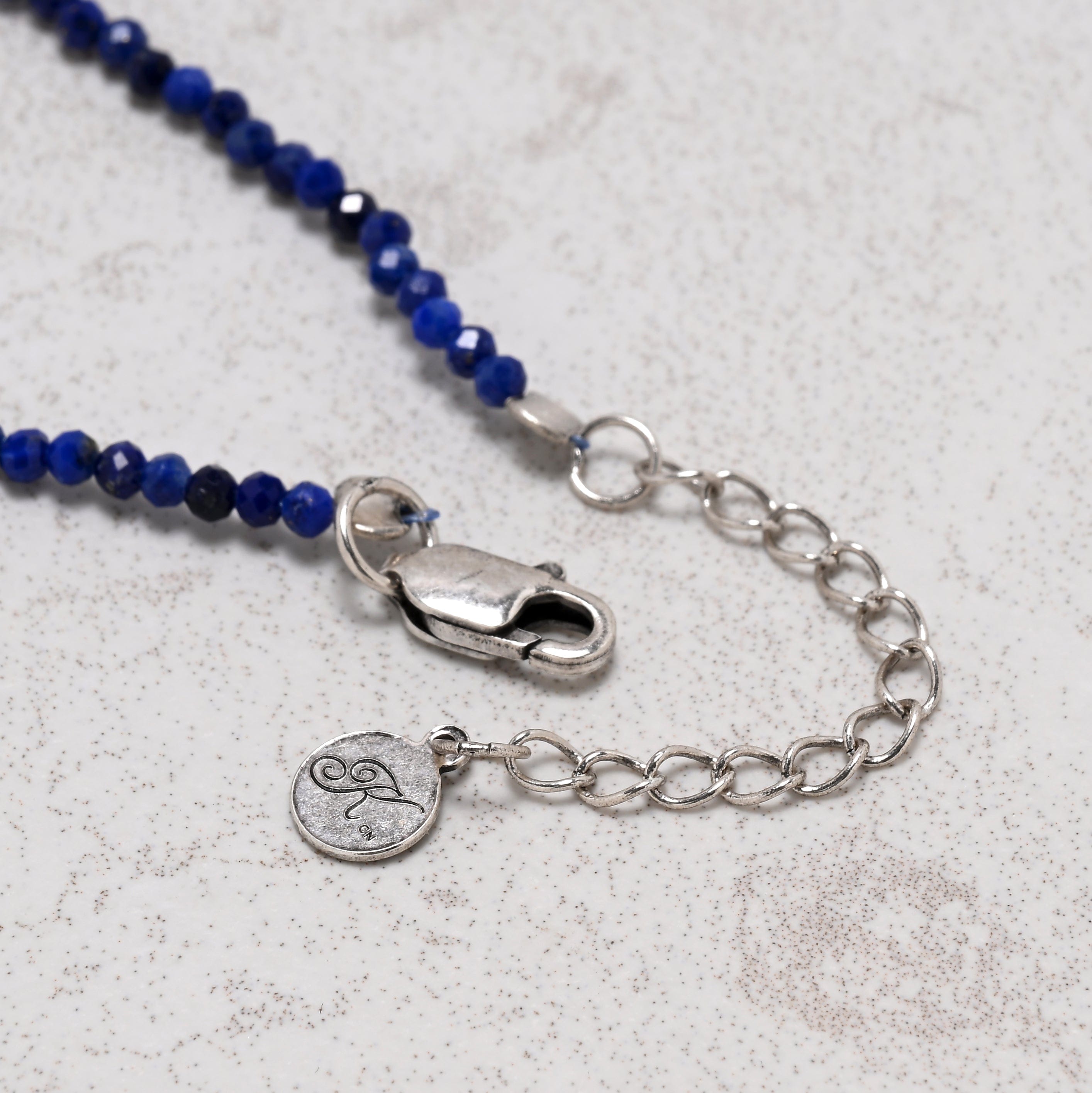 KALIFANO Gemstone Jewelry 17" 2mm Natural Lapis Necklace – Sterling Silver Elephant Pendant 925N300-LP