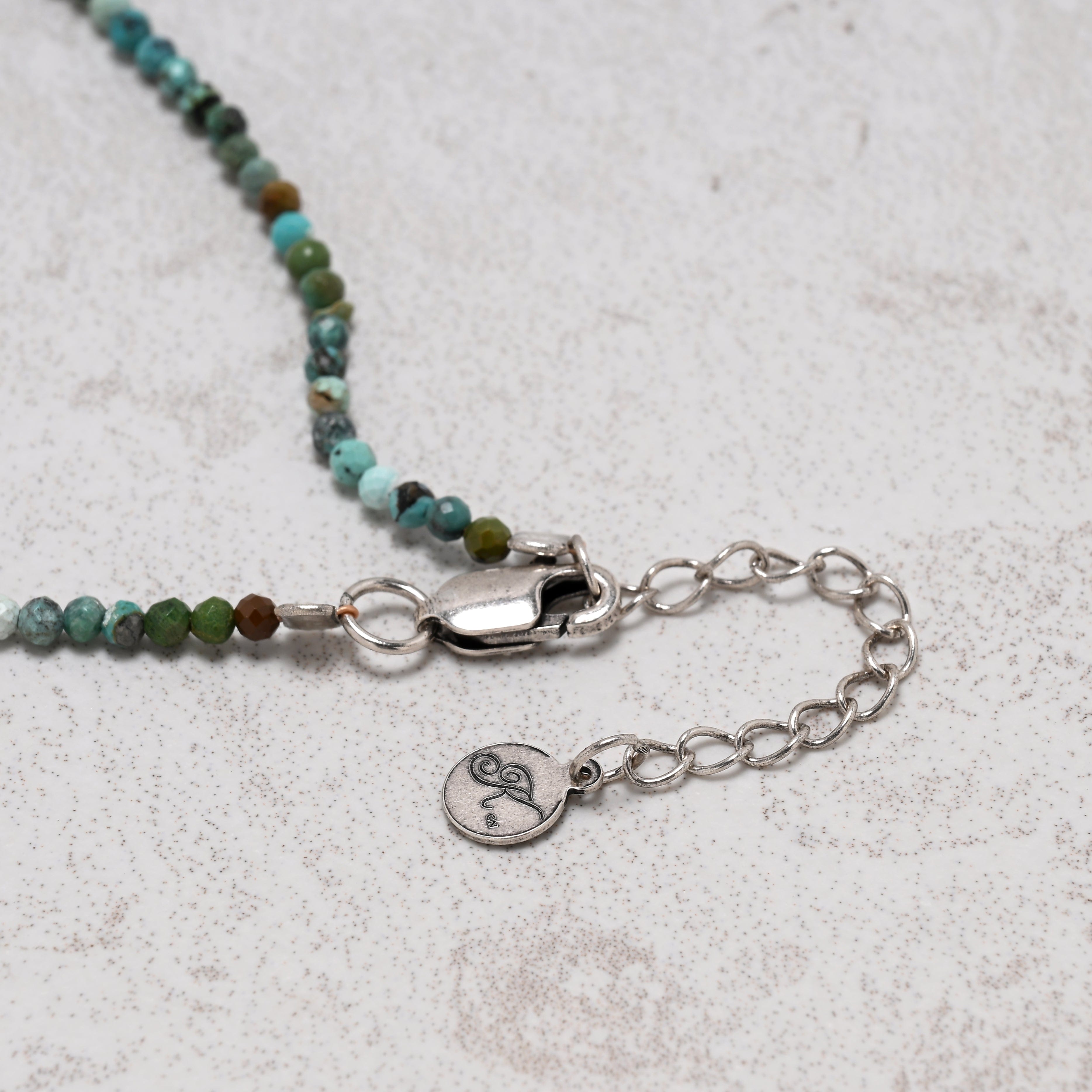 KALIFANO Gemstone Jewelry 17" 2mm Natural Turquoise Necklace – Sterling Silver Elephant Pendant 925N300-TQ