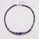 Amethyst Gemstone Necklace with Sterling Silver Clasp - 18