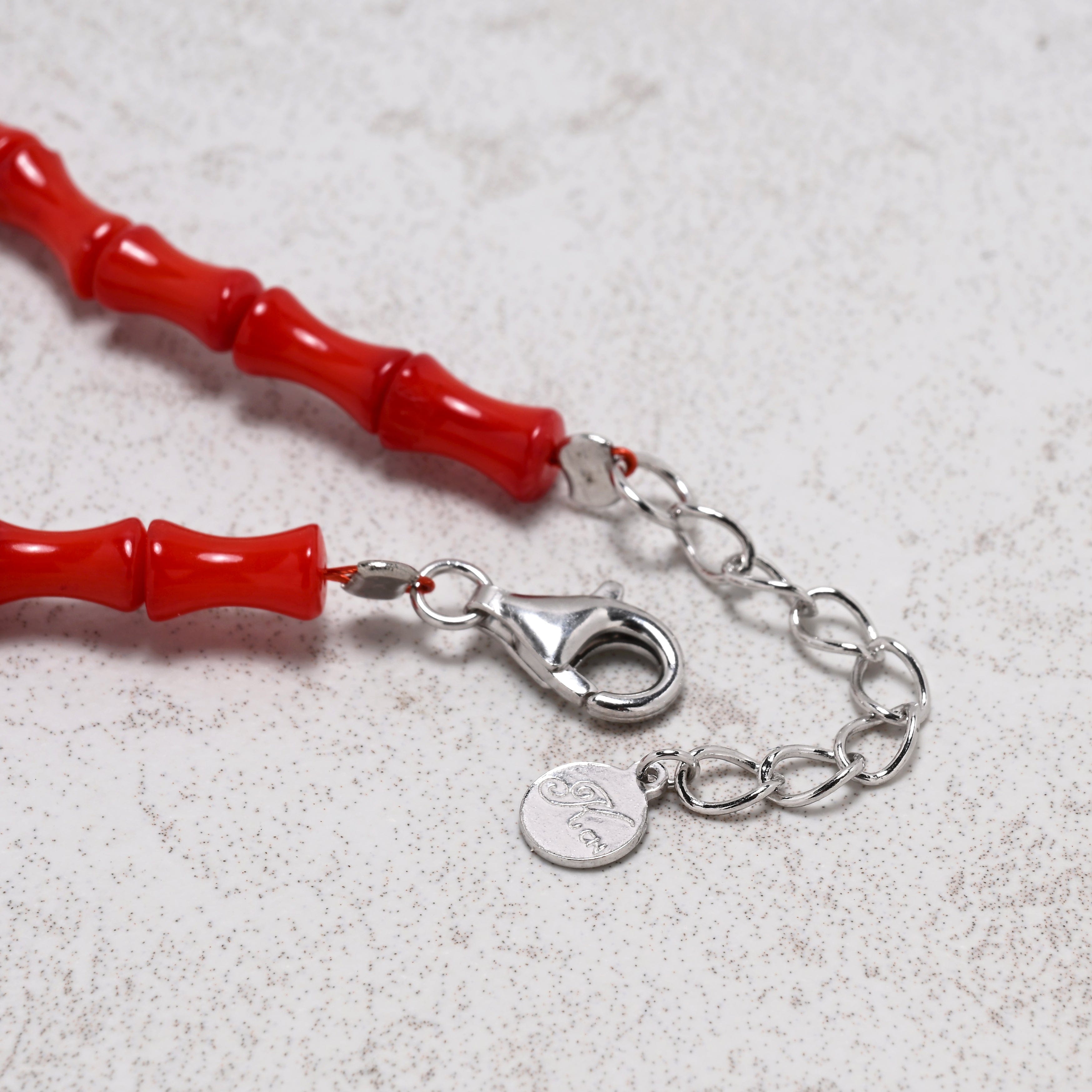 KALIFANO Gemstone Jewelry 18" Genuine Coral Necklace with Native American Sterling Silver Barrel Bead 925N-03-RC