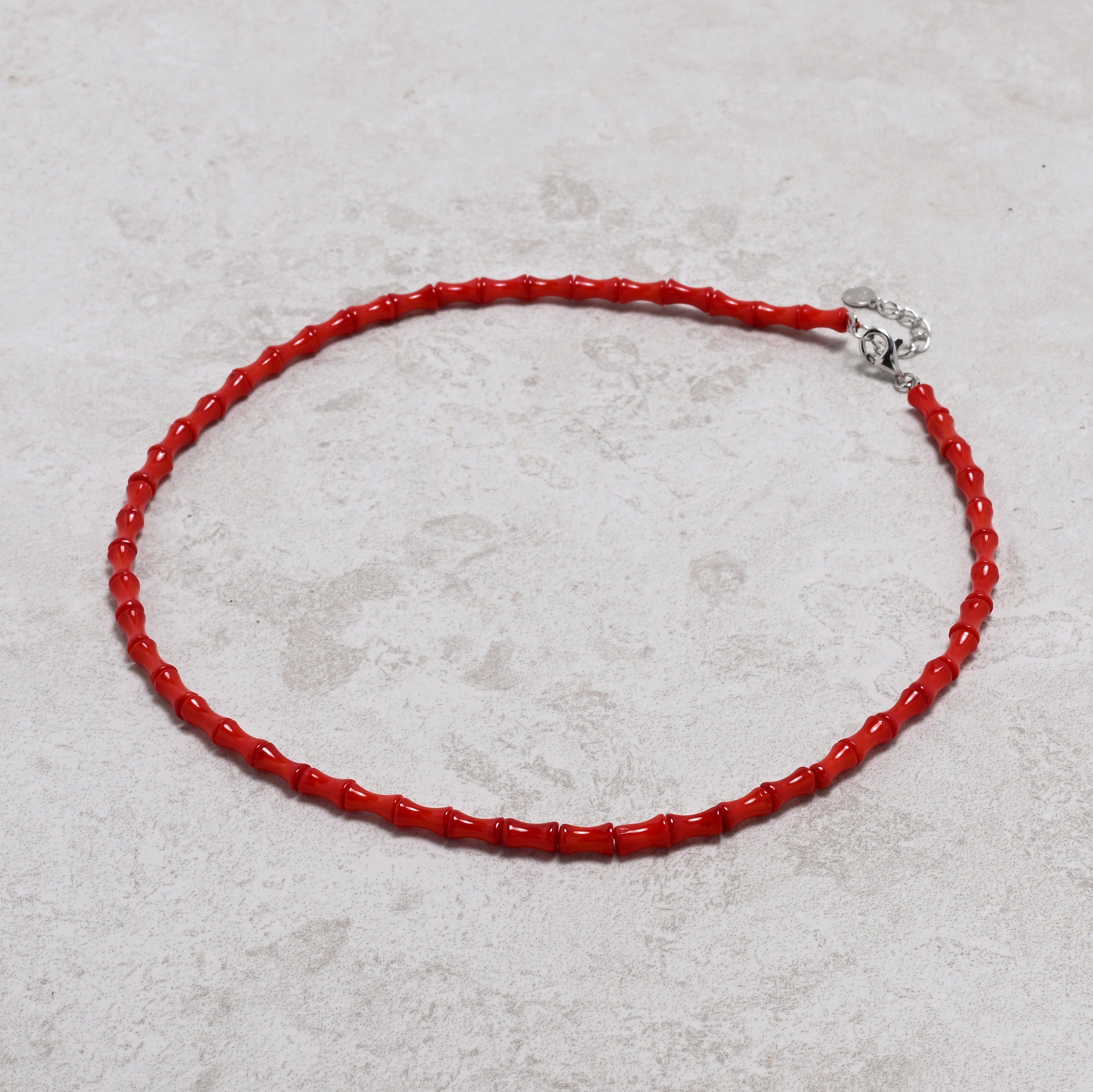 KALIFANO Gemstone Jewelry 18" Genuine Coral Necklace with Sterling Silver Lobster Clasp 925N-02-RC