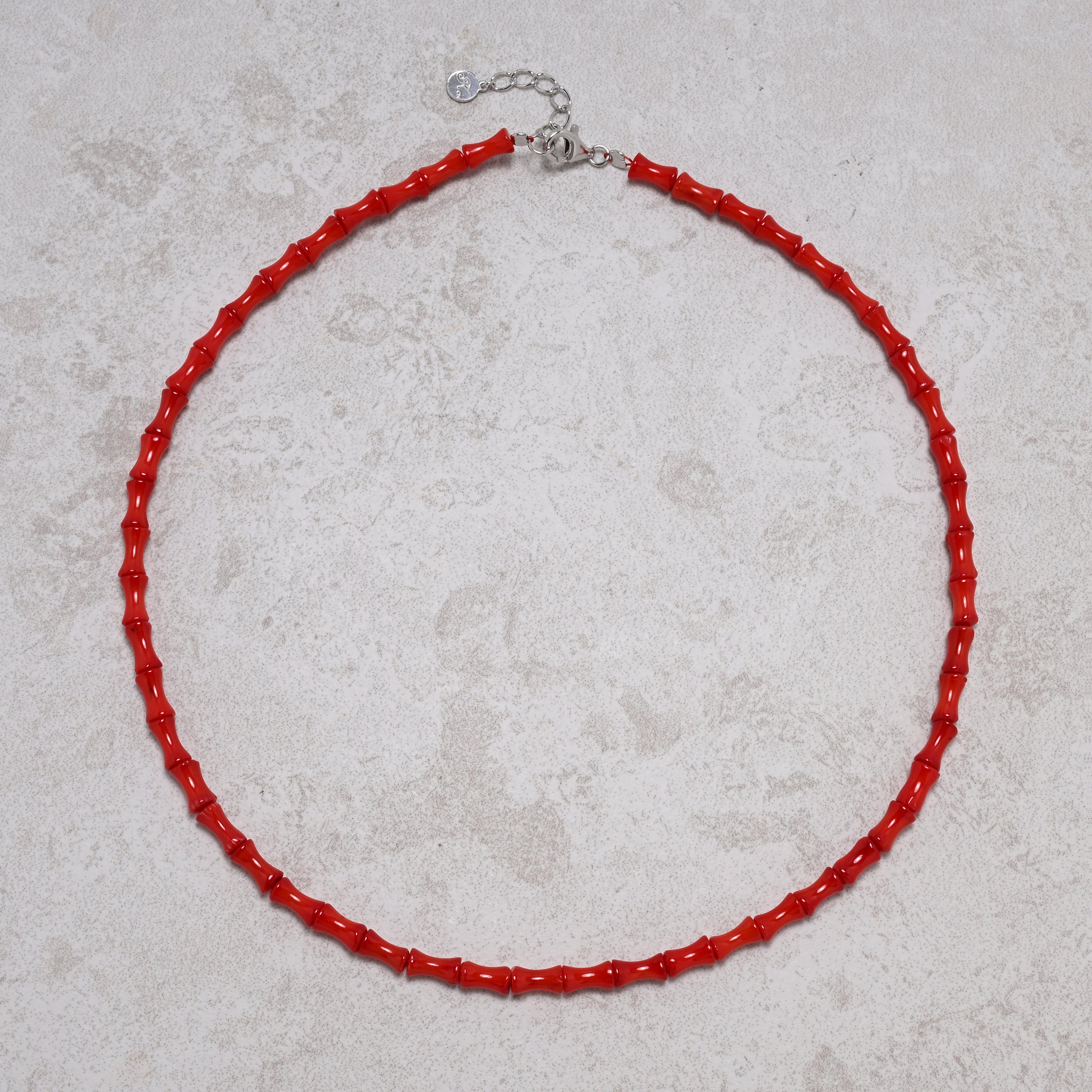 KALIFANO Gemstone Jewelry 18" Genuine Coral Necklace with Sterling Silver Lobster Clasp 925N-02-RC