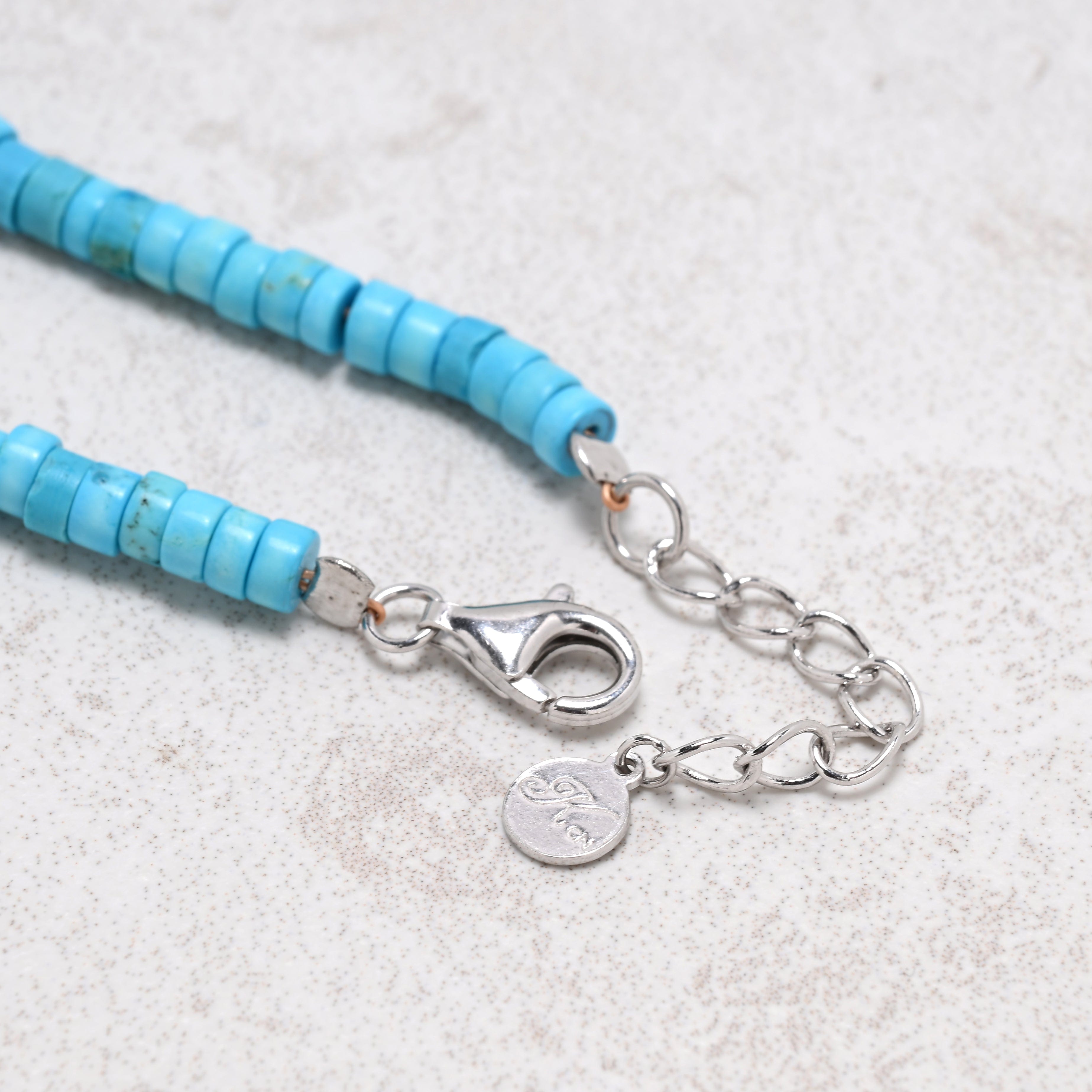 KALIFANO Gemstone Jewelry 18" Howlite King Turquoise Necklace with Vintage Native American Sterling Silver Barrel Pendant 925N-01-TQ