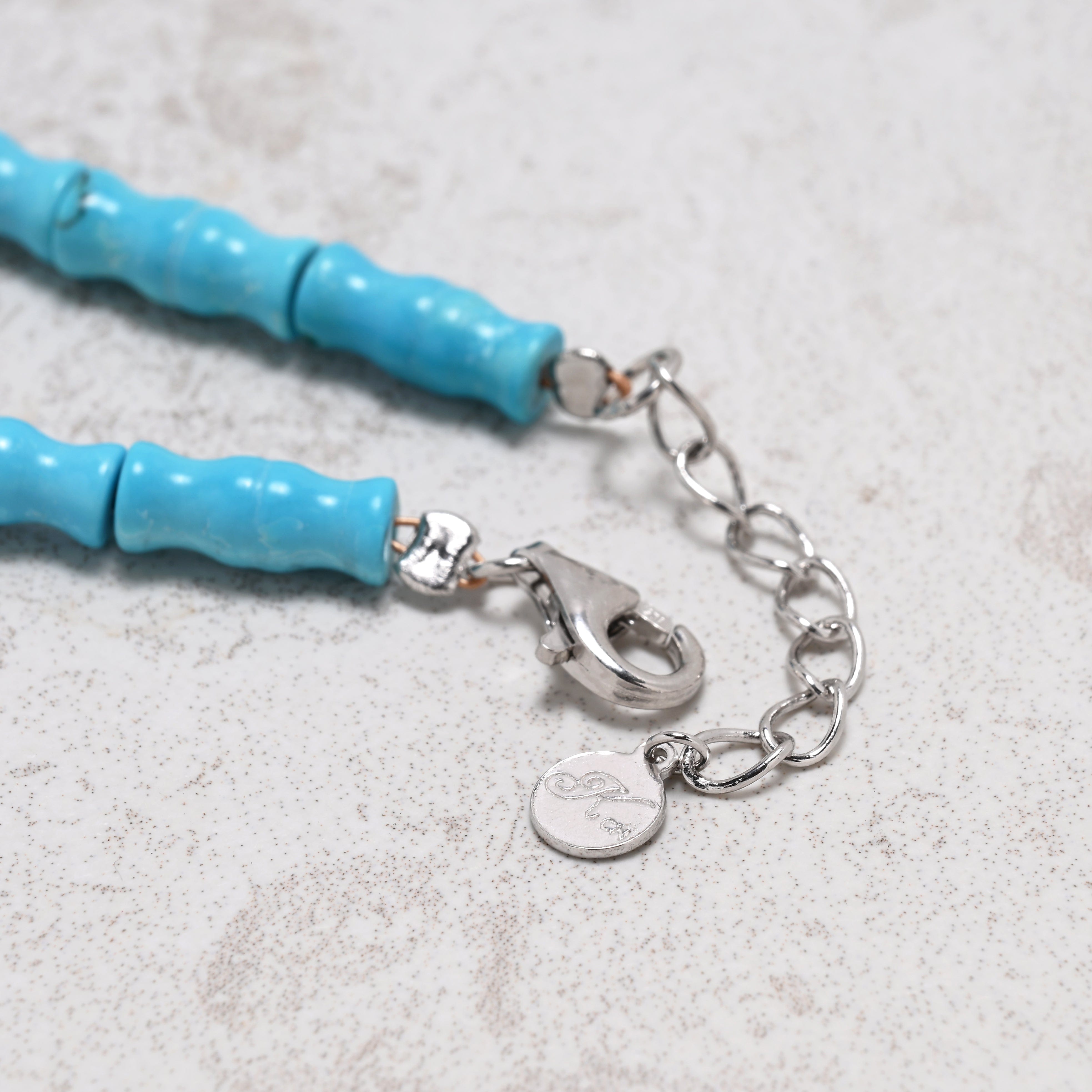 KALIFANO Gemstone Jewelry 18" Howlite Turquoise Necklace with Sterling Silver Lobster Clasp 925N-02-TQ