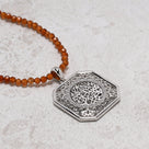 Natural Garnet 3mm Beaded Necklace with Sterling Silver Allah Charm and Sterling Silver Lobster Clasp - 18