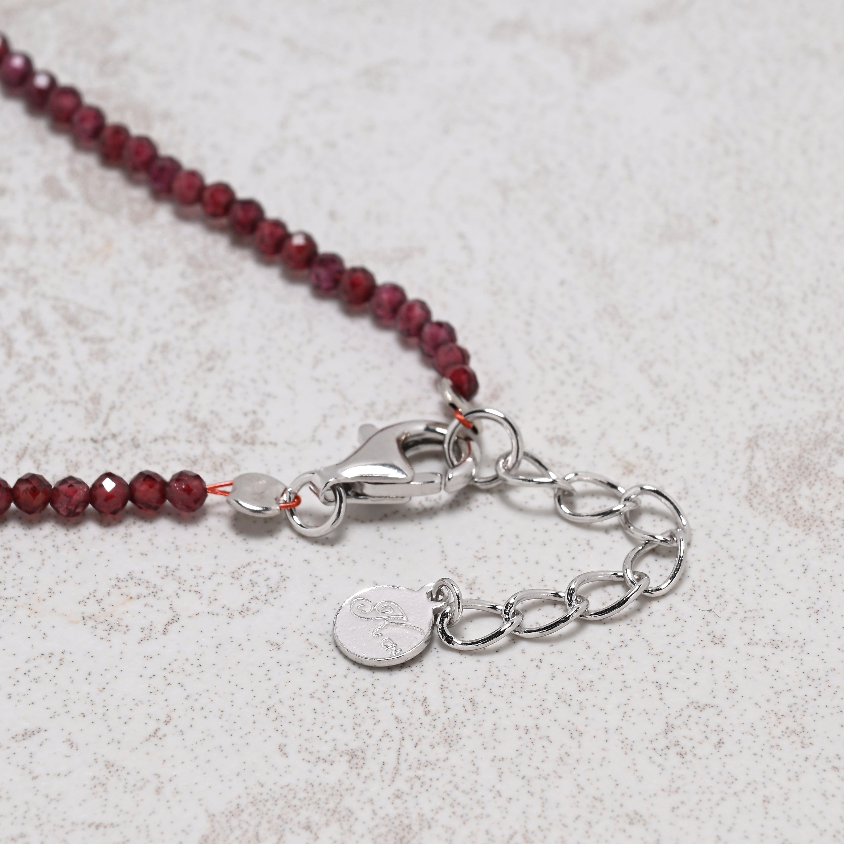 KALIFANO Gemstone Jewelry 18" Natural Garnet Necklace with Sterling Silver Allah Charm 925NA200-GA