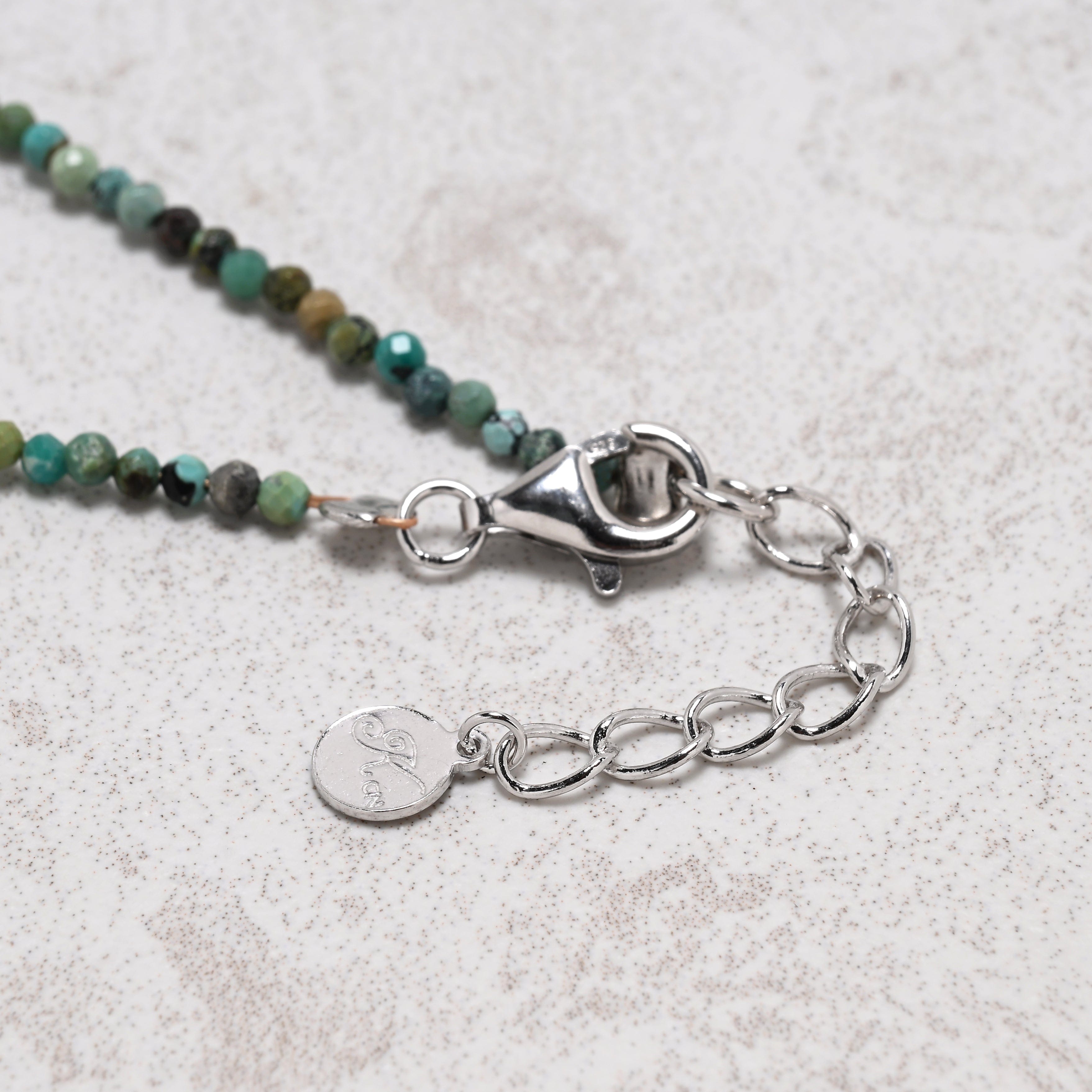 KALIFANO Gemstone Jewelry 18" Natural Turquoise 2mm Necklace with Sterling Silver Allah Charm 925NA200-TQ