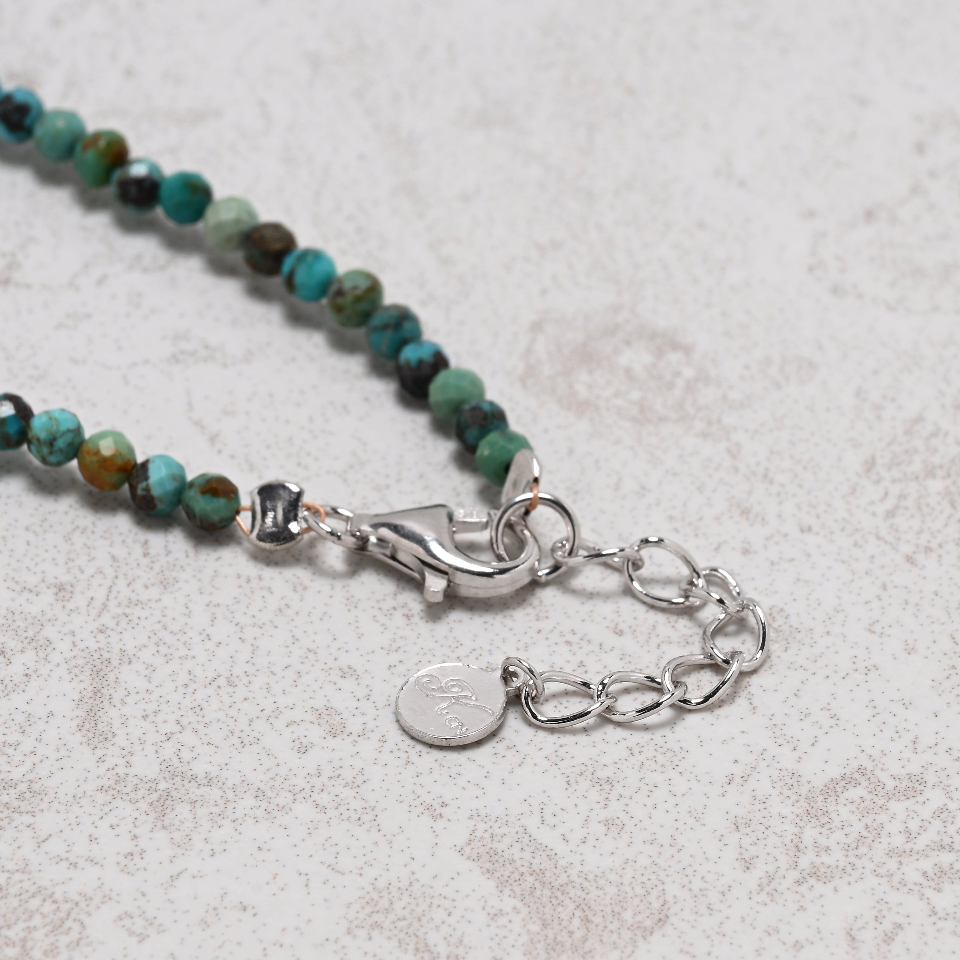 KALIFANO Gemstone Jewelry 18" Natural Turquoise 3mm Necklace with Sterling Silver Allah Charm 925NA201-TQ