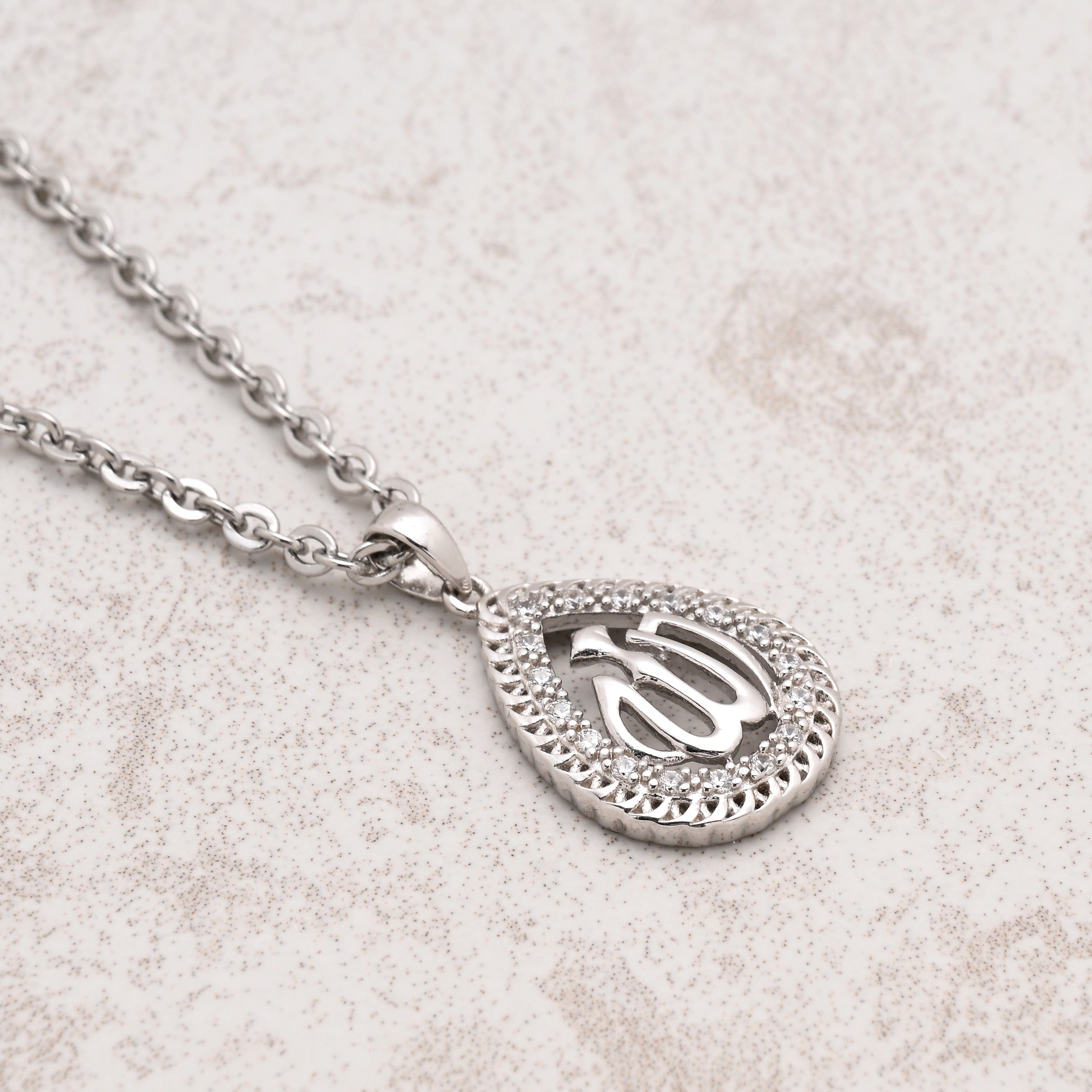 KALIFANO Gemstone Jewelry 18" Sterling Silver Necklace with Sterling Silver Allah Charm 925NA200-SS