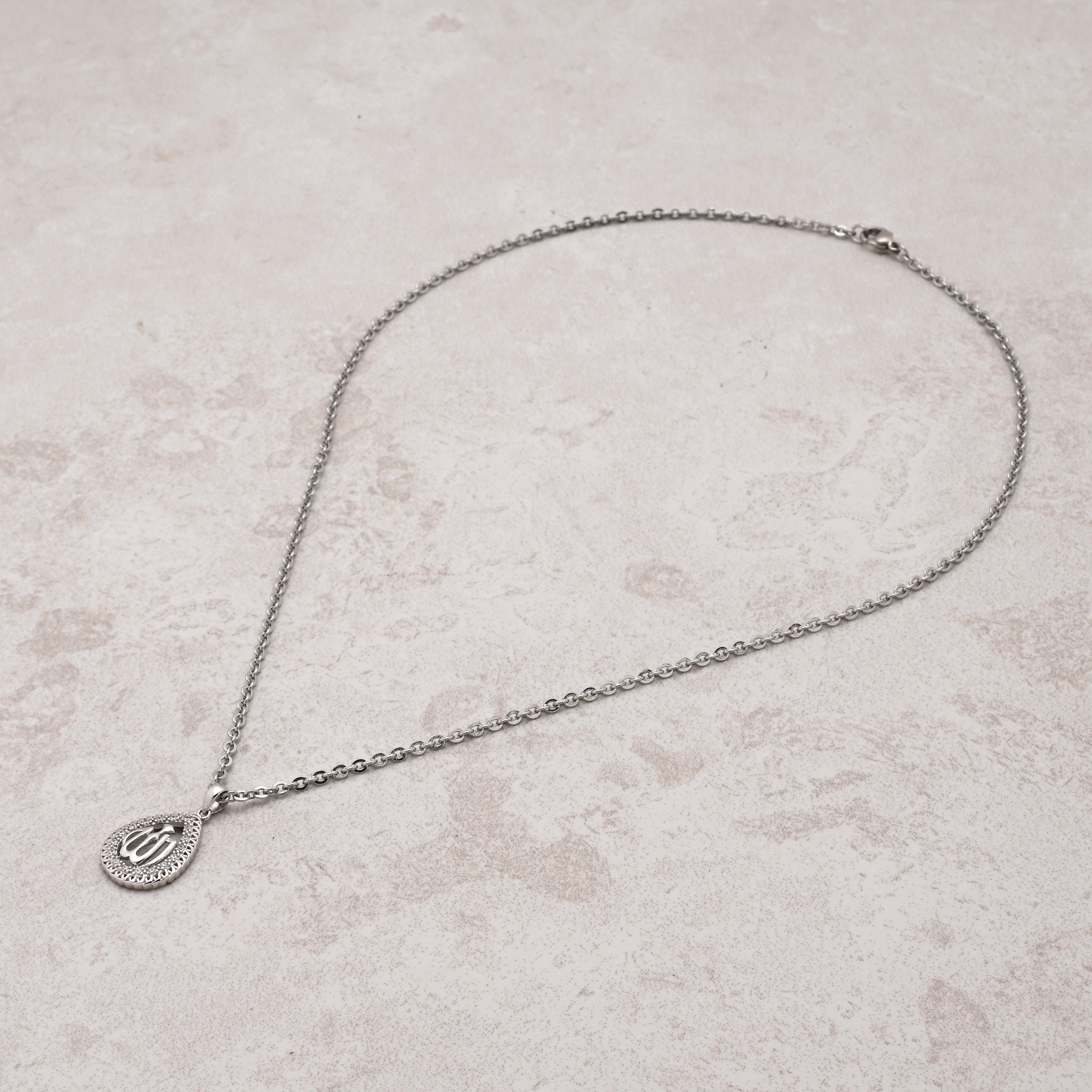 KALIFANO Gemstone Jewelry 18" Sterling Silver Necklace with Sterling Silver Allah Charm 925NA200-SS