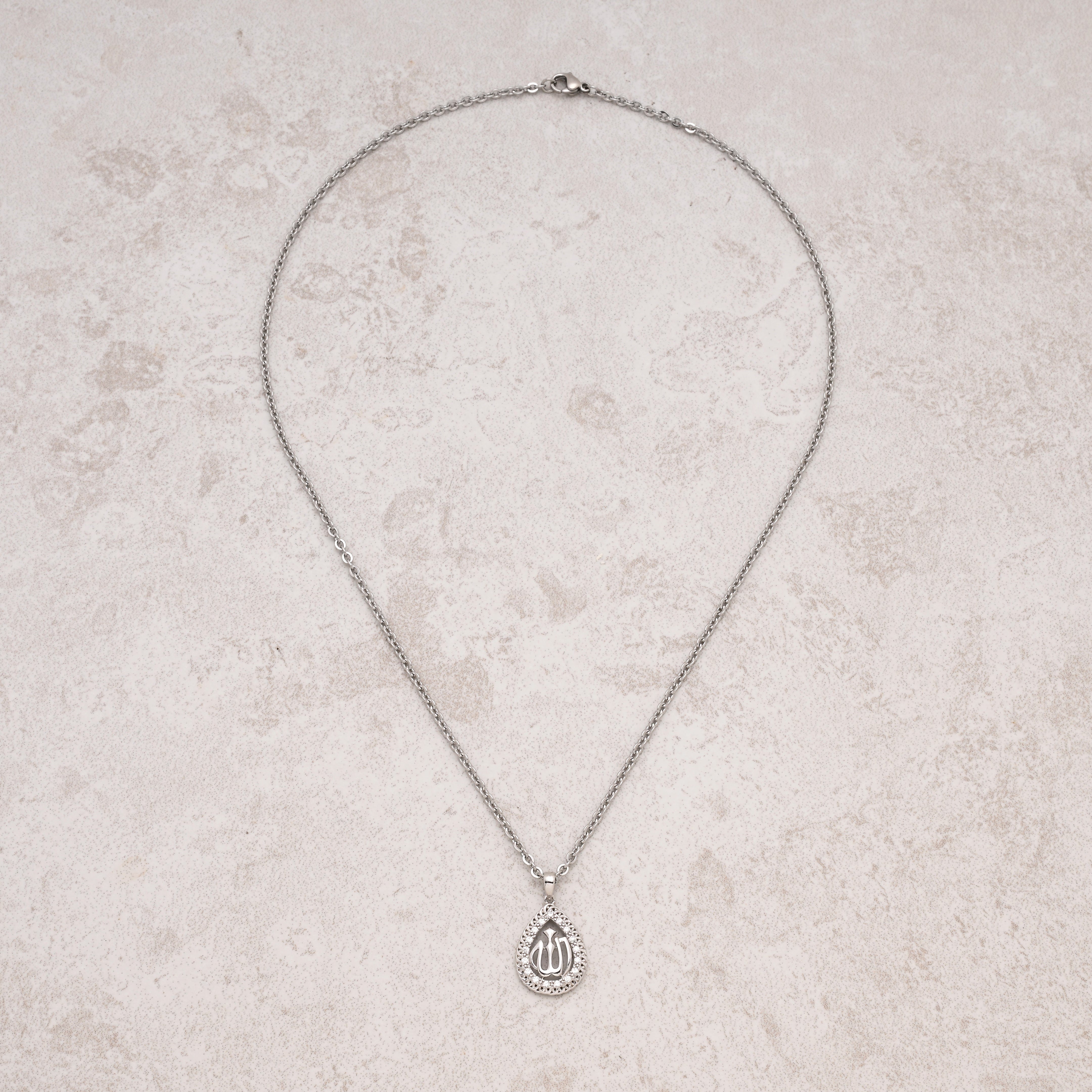 KALIFANO Gemstone Jewelry 18" Sterling Silver Necklace with Sterling Silver Allah Charm 925NA200-SS