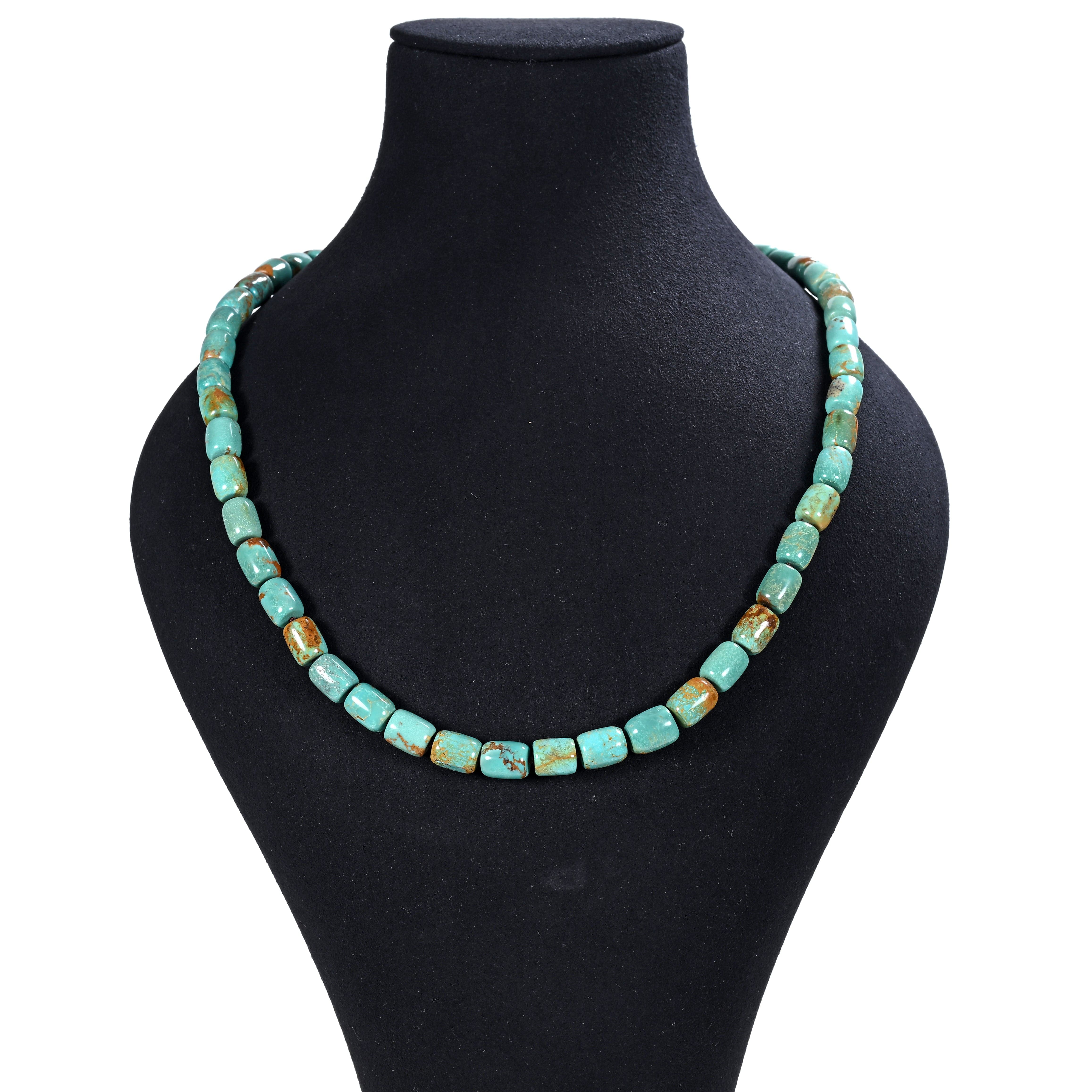 KALIFANO Gemstone Jewelry 18" Turquoise Gemstone Necklace with Sterling Silver Clasp 925N-25-TQ