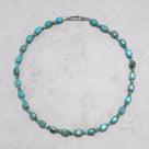 King Turquoise Gemstone Necklace with Sterling Silver Clasp - 18