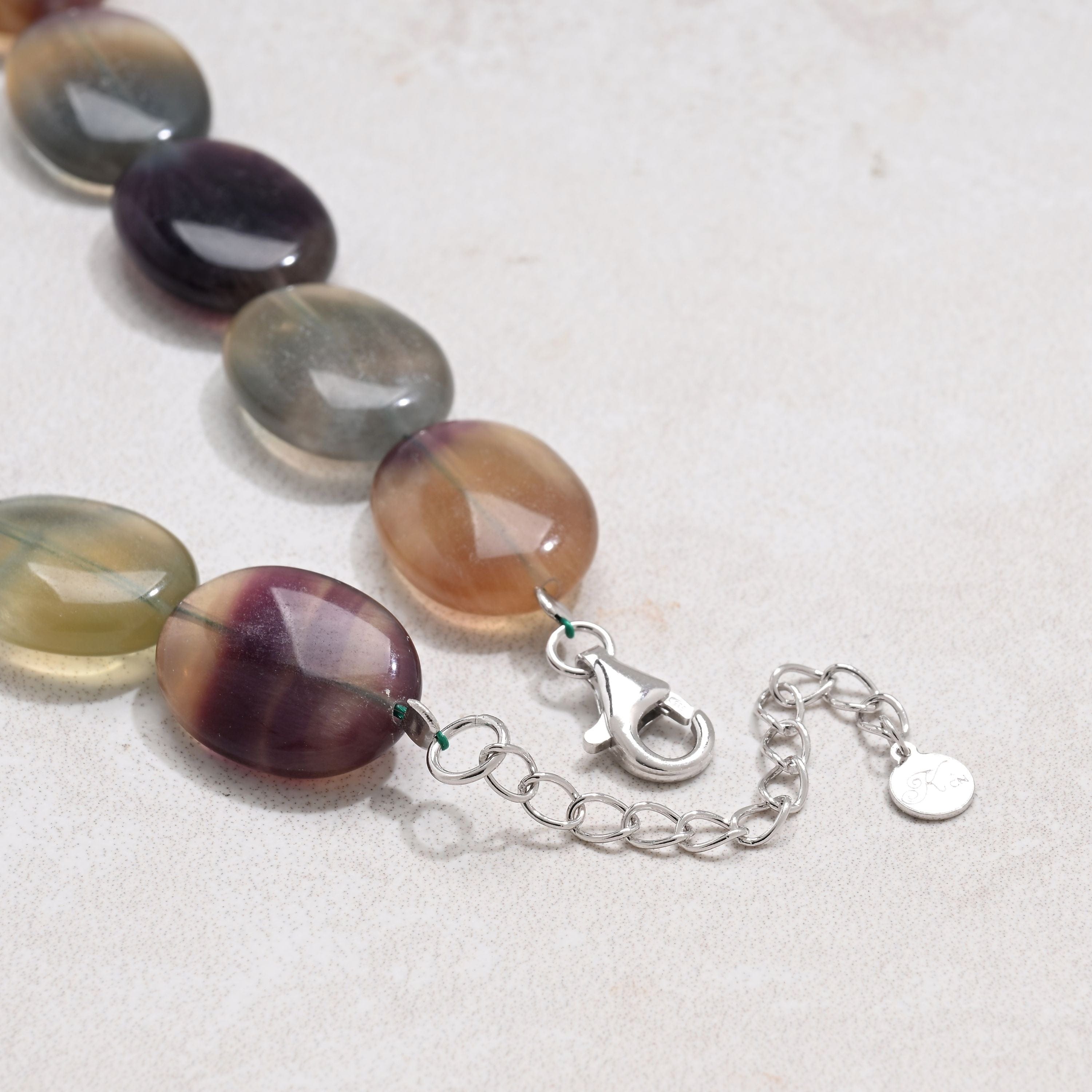 KALIFANO Gemstone Jewelry 20" Fluorite Gemstone Necklace with Sterling Silver Clasp 925N-20-FL