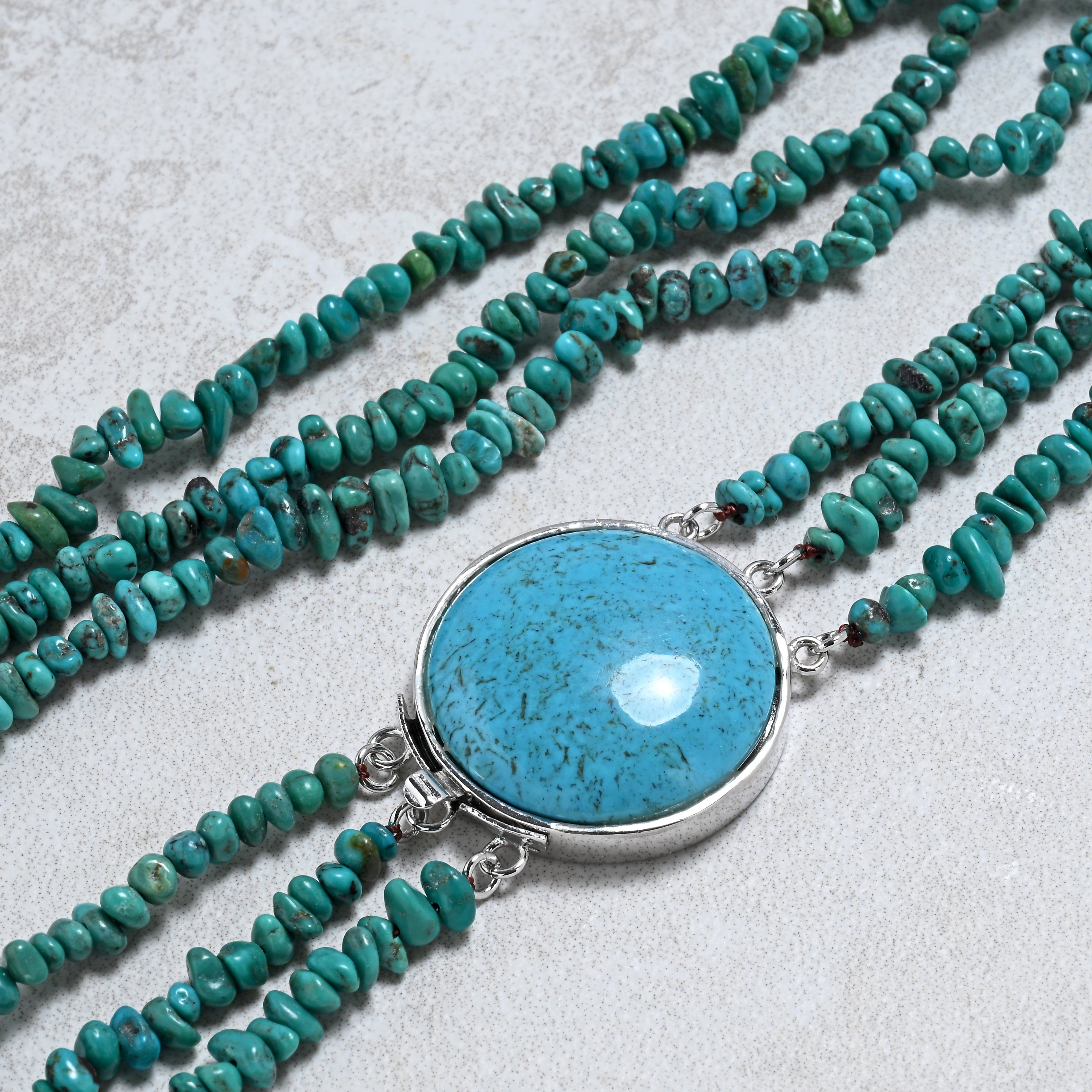 KALIFANO Gemstone Jewelry 20" Green Turquoise Chip Gemstone Necklace TQN-BL