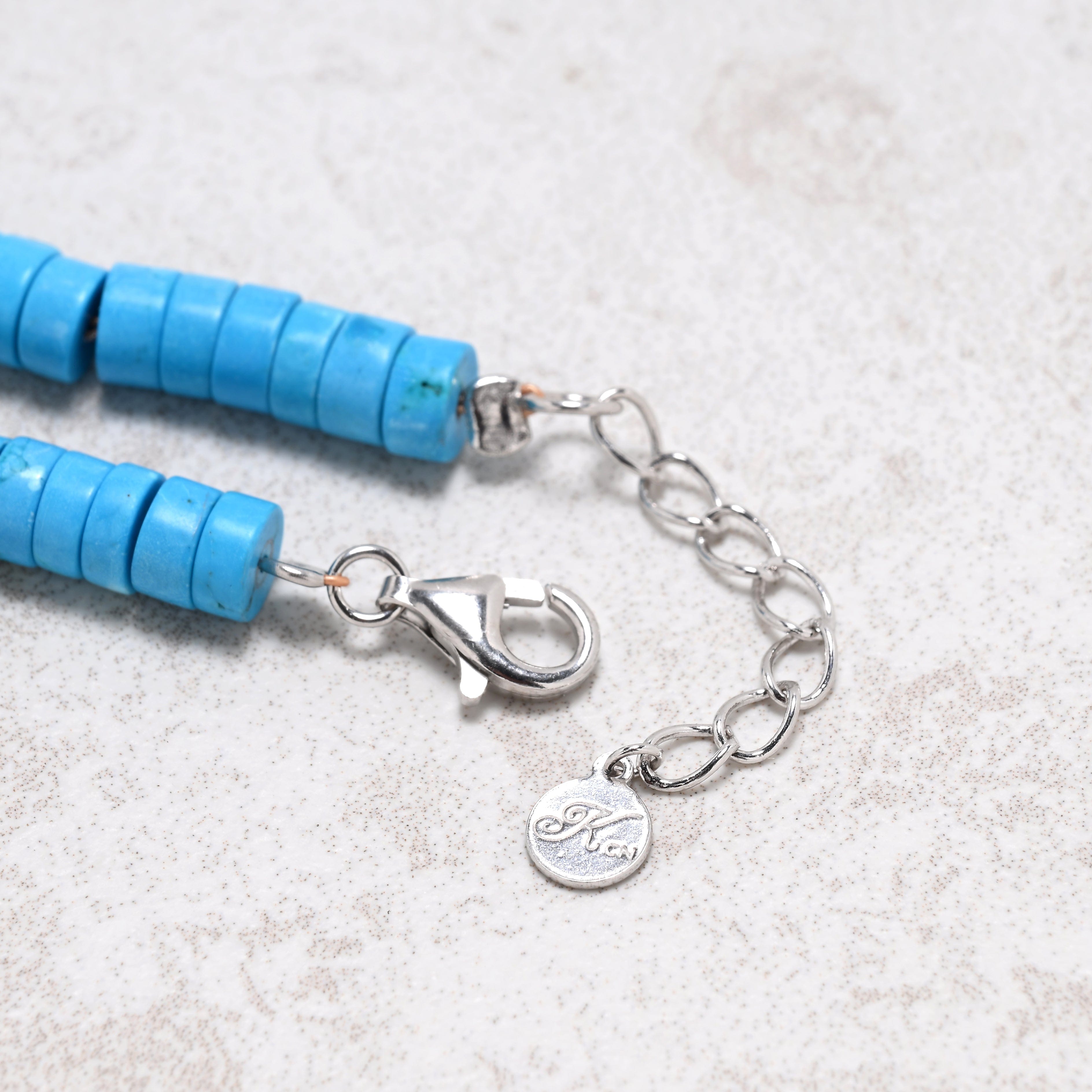 KALIFANO Gemstone Jewelry 20" Howlite King Turquoise Necklace with Vintage Native American Sterling Silver Barrel Pendant 925N-04-TQ