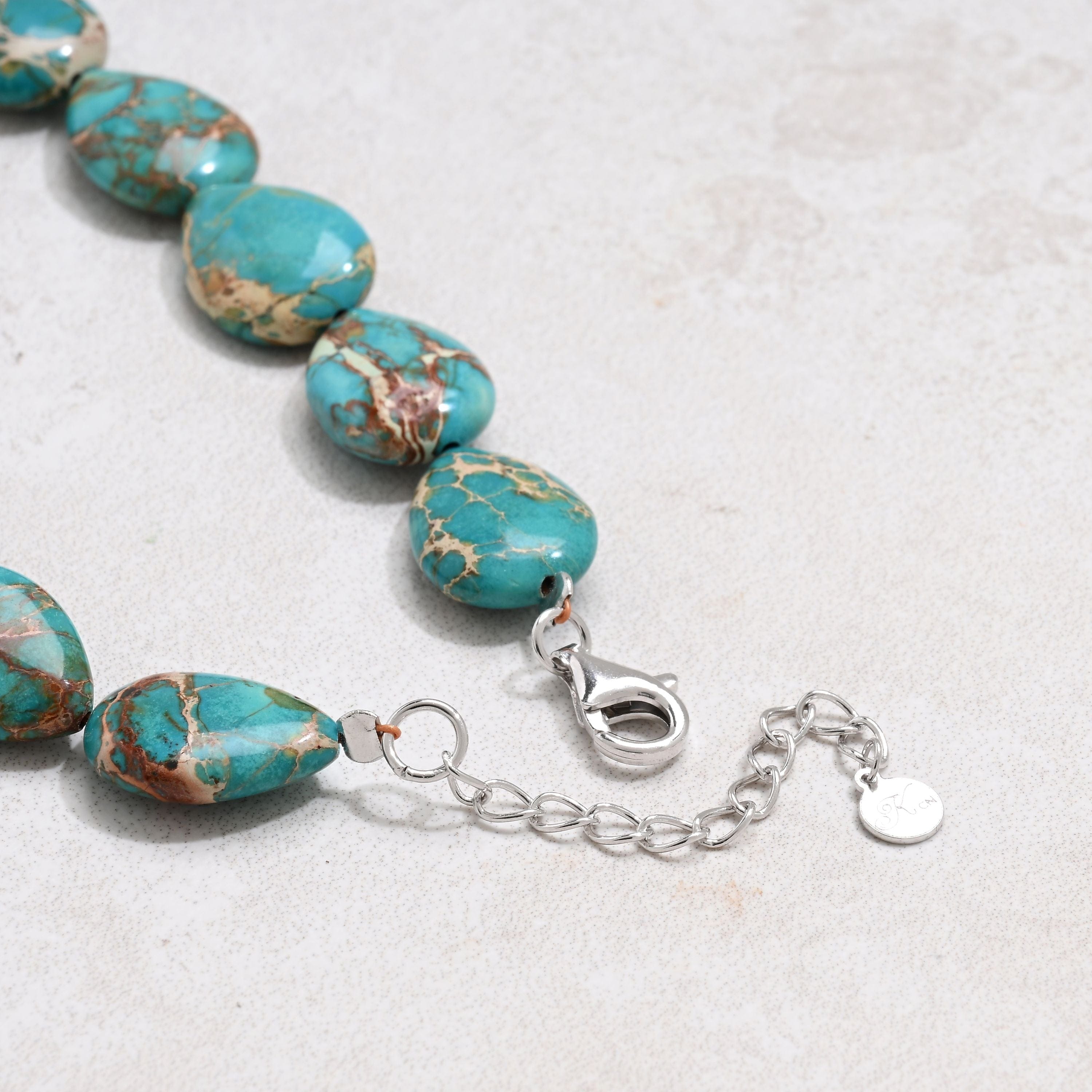 KALIFANO Gemstone Jewelry 20" Turquoise Gemstone Necklace with Sterling Silver Clasp 925N-21-TQ