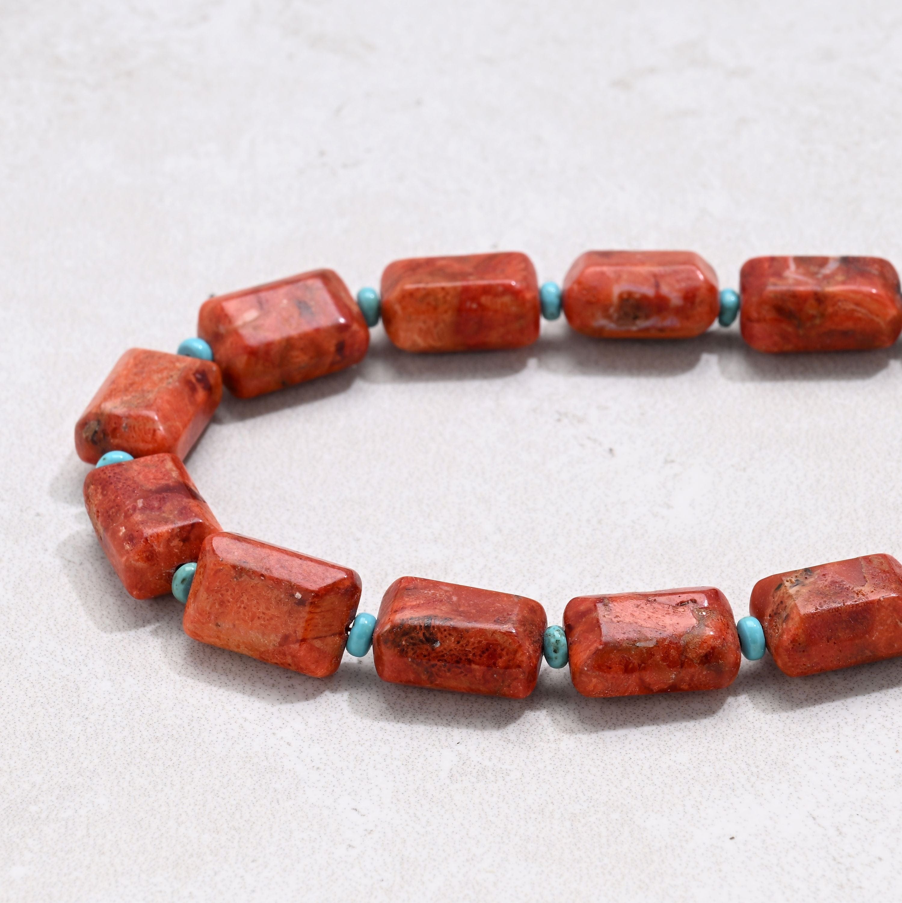 KALIFANO Gemstone Jewelry 21.5" Red Coral & Howlite Turquoise Gemstone Necklace with Sterling Silver Clasp 925N-18-RCTQ