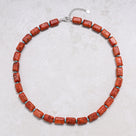 Red Coral & Howlite Turquoise Gemstone Necklace with Sterling Silver Clasp - 21.5
