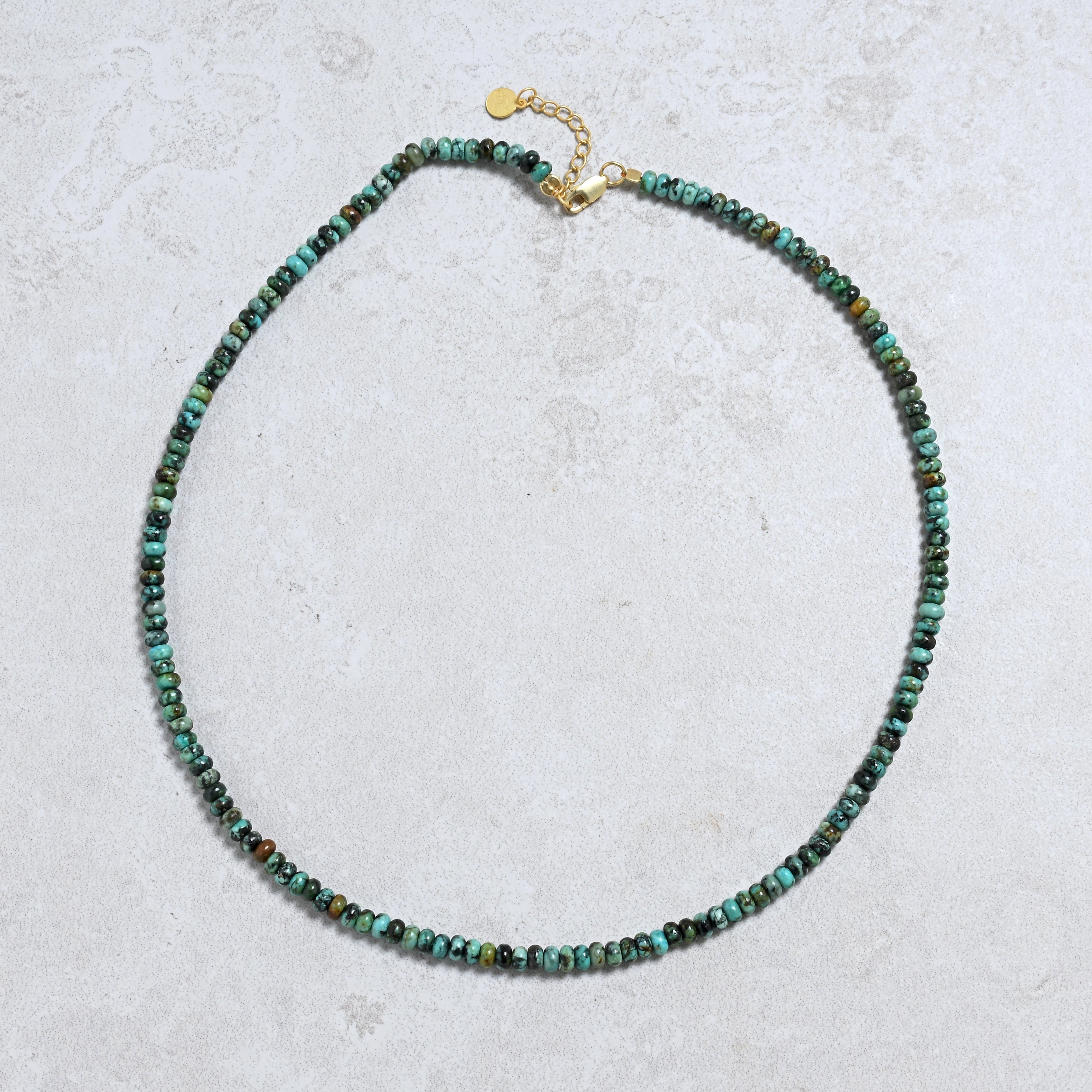 KALIFANO Gemstone Jewelry 22" African Turquoise Gemstone Necklace with Sterling Silver Clasp 925N-26-TQ