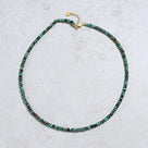 African Turquoise Gemstone Necklace with Sterling Silver Clasp- 22