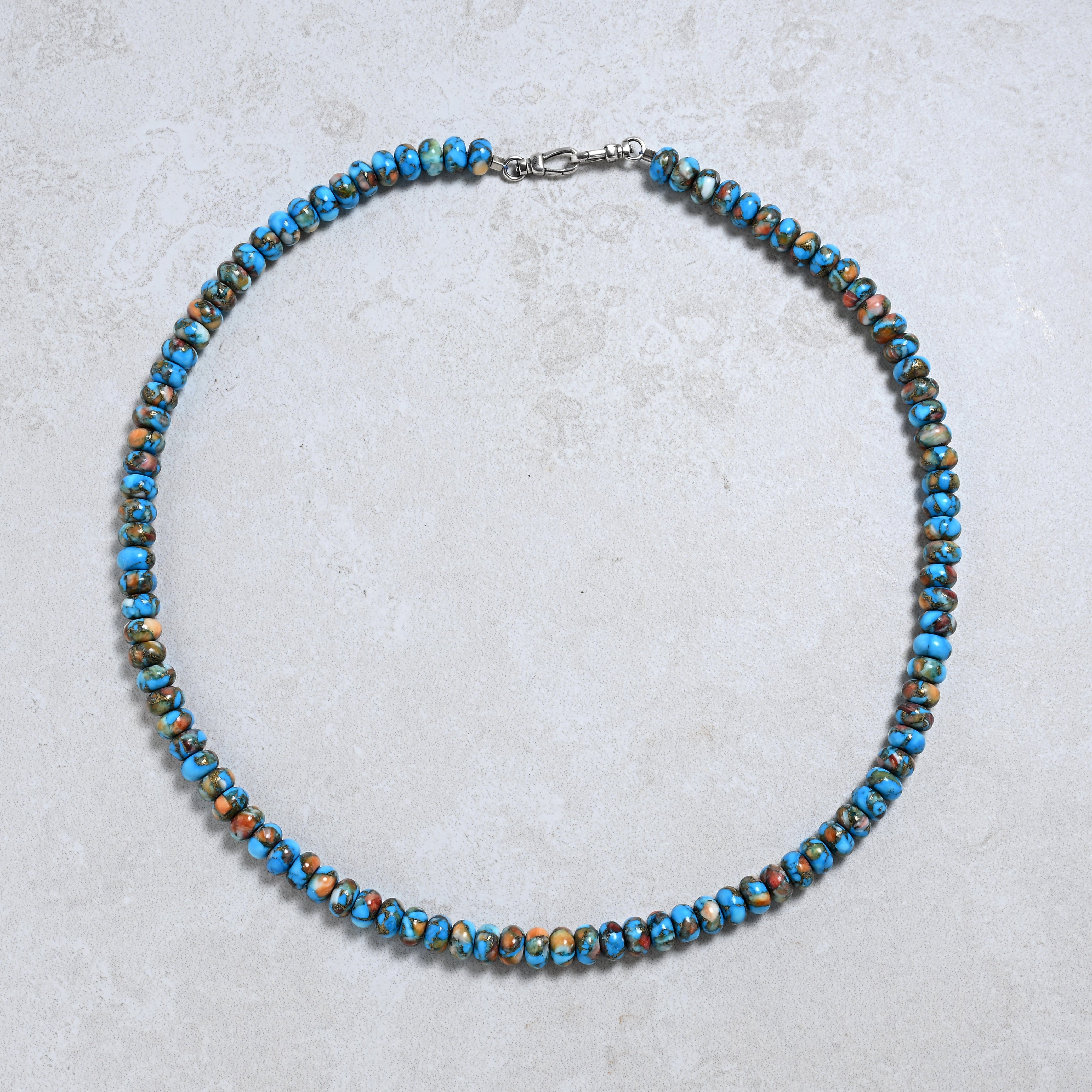 KALIFANO Gemstone Jewelry 22" Howlite Spiny Oyster Gemstone Necklace with Sterling Silver Clasp 925N-28-HTSO