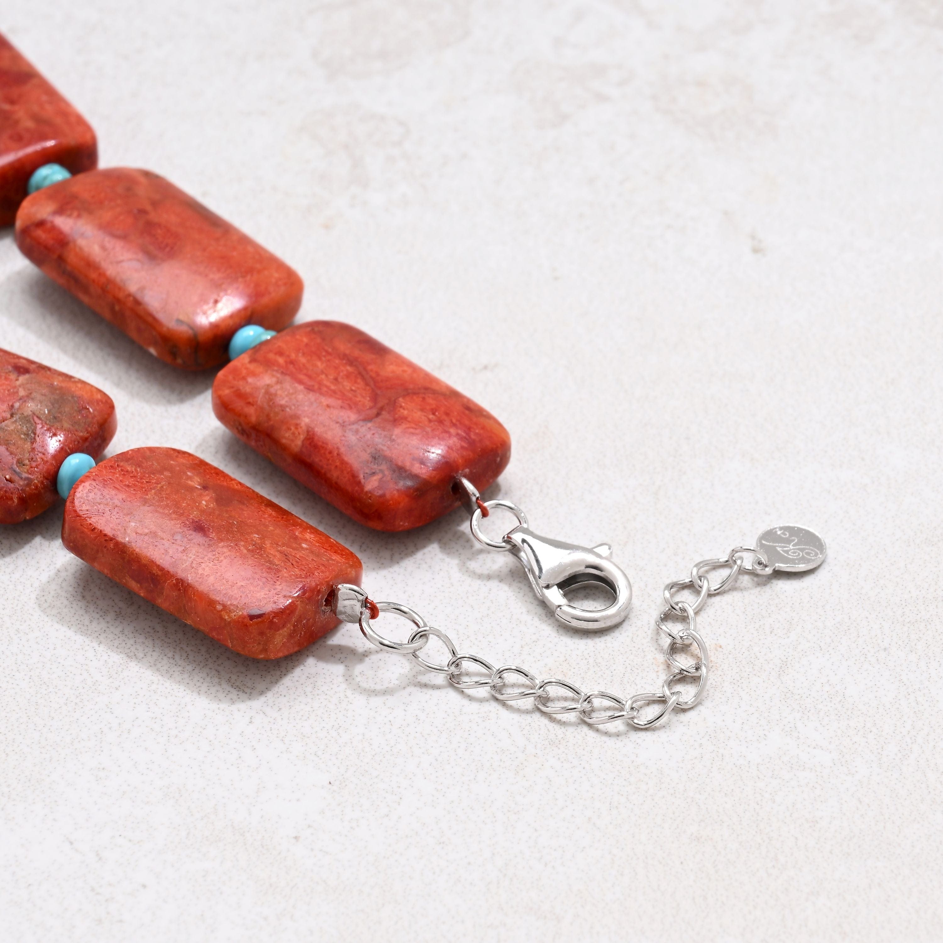 KALIFANO Gemstone Jewelry 22" Red Coral & Howlite Turquoise Gemstone Necklace with Sterling Silver Clasp 925N-19-RCTQ