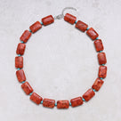 Red Coral & Howlite Turquoise Gemstone Necklace with Sterling Silver Clasp - 22