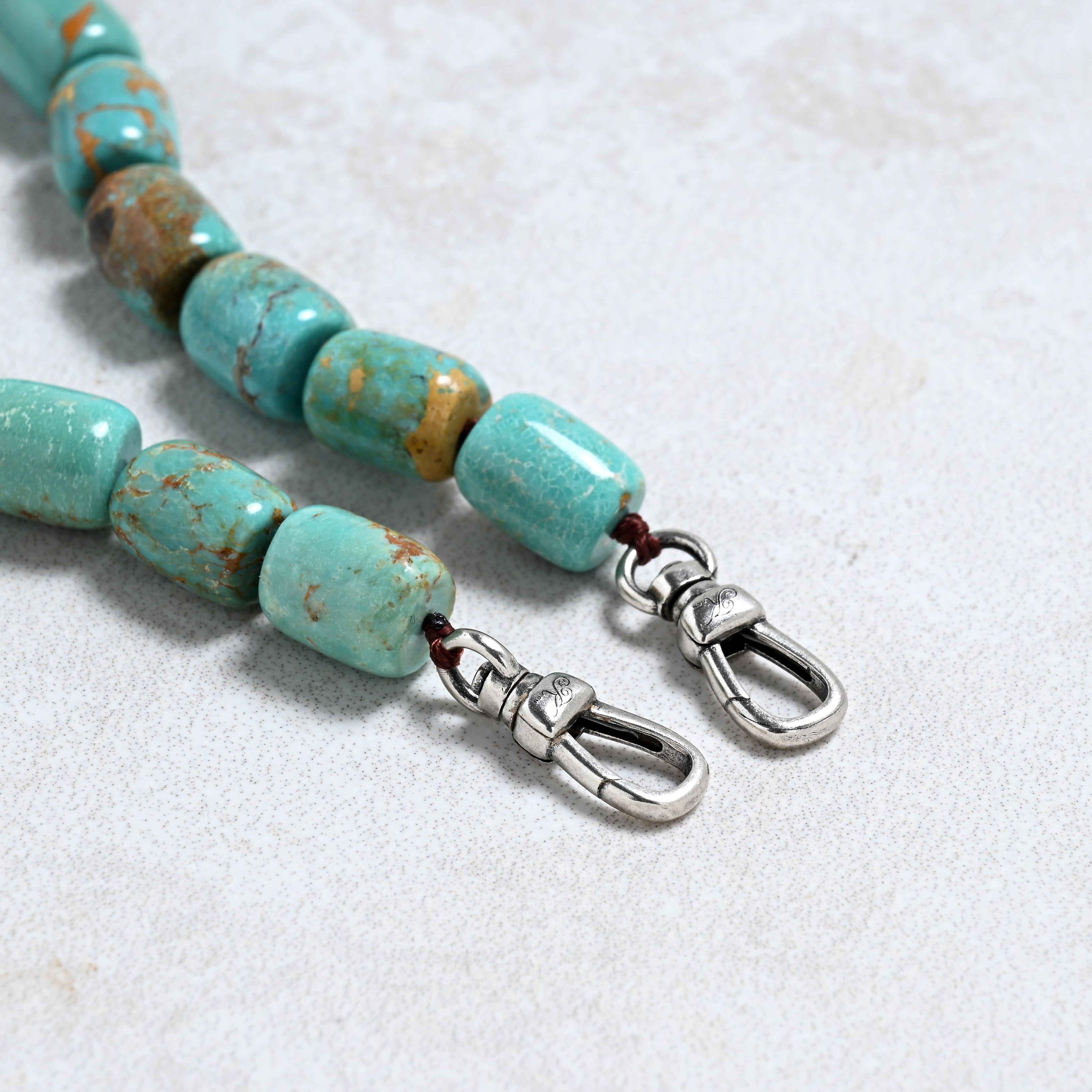 KALIFANO Gemstone Jewelry 22" Turquoise Gemstone Necklace with Sterling Silver Clasp 925N-25-TQ2