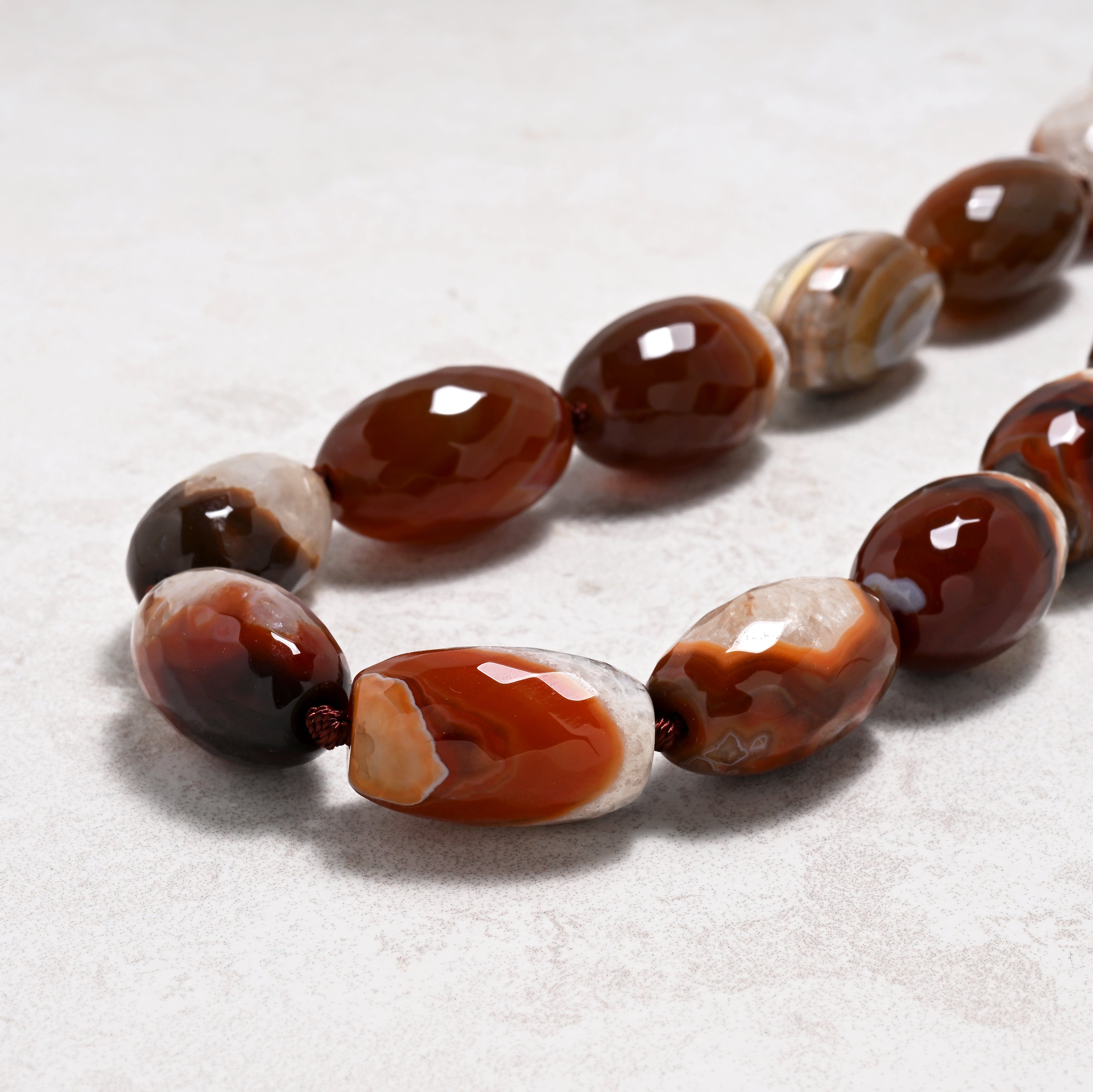 KALIFANO Gemstone Jewelry 22in Carnelian Gemstone Necklace with Sterling Silver Clasp 925N-16-CR