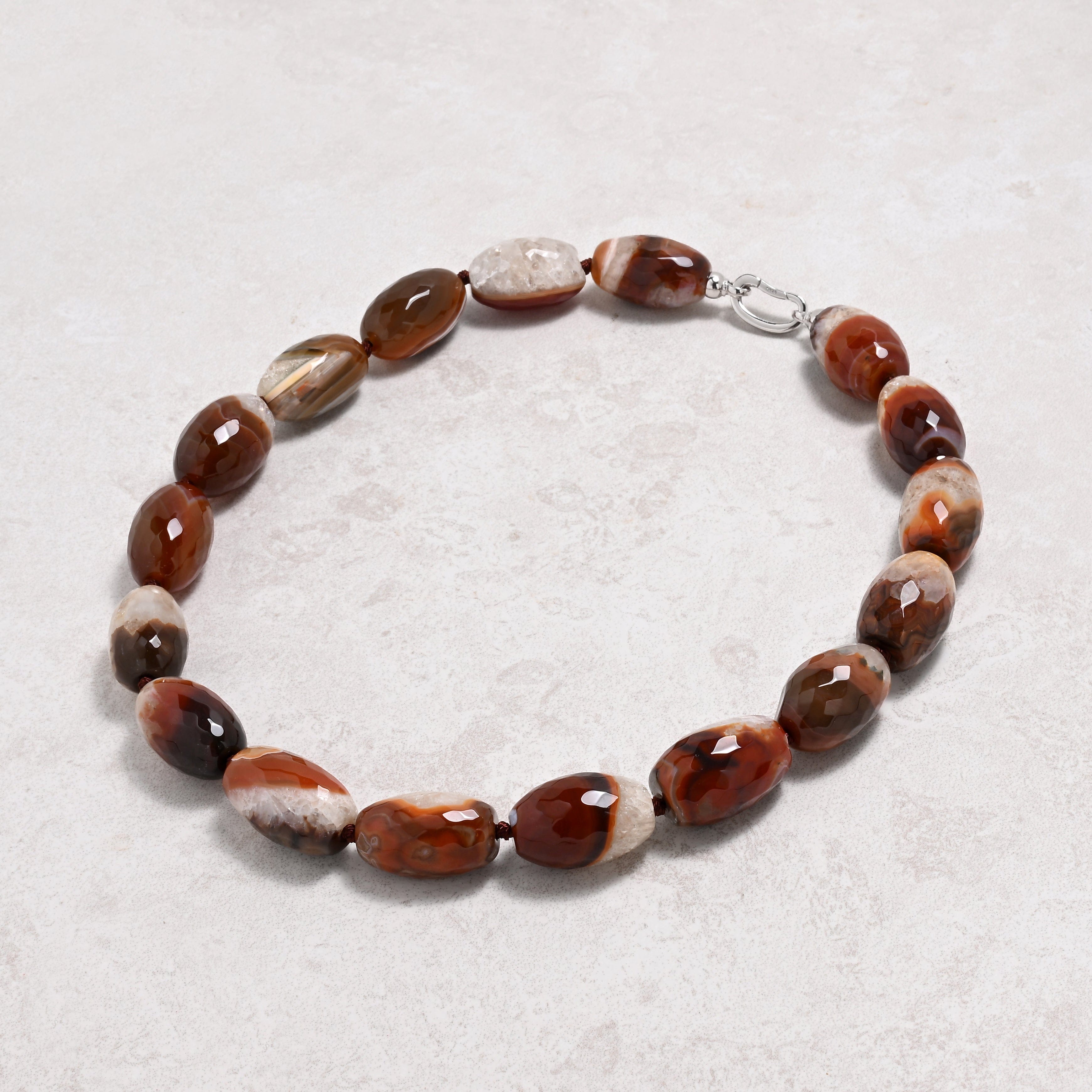 KALIFANO Gemstone Jewelry 22in Carnelian Gemstone Necklace with Sterling Silver Clasp 925N-16-CR