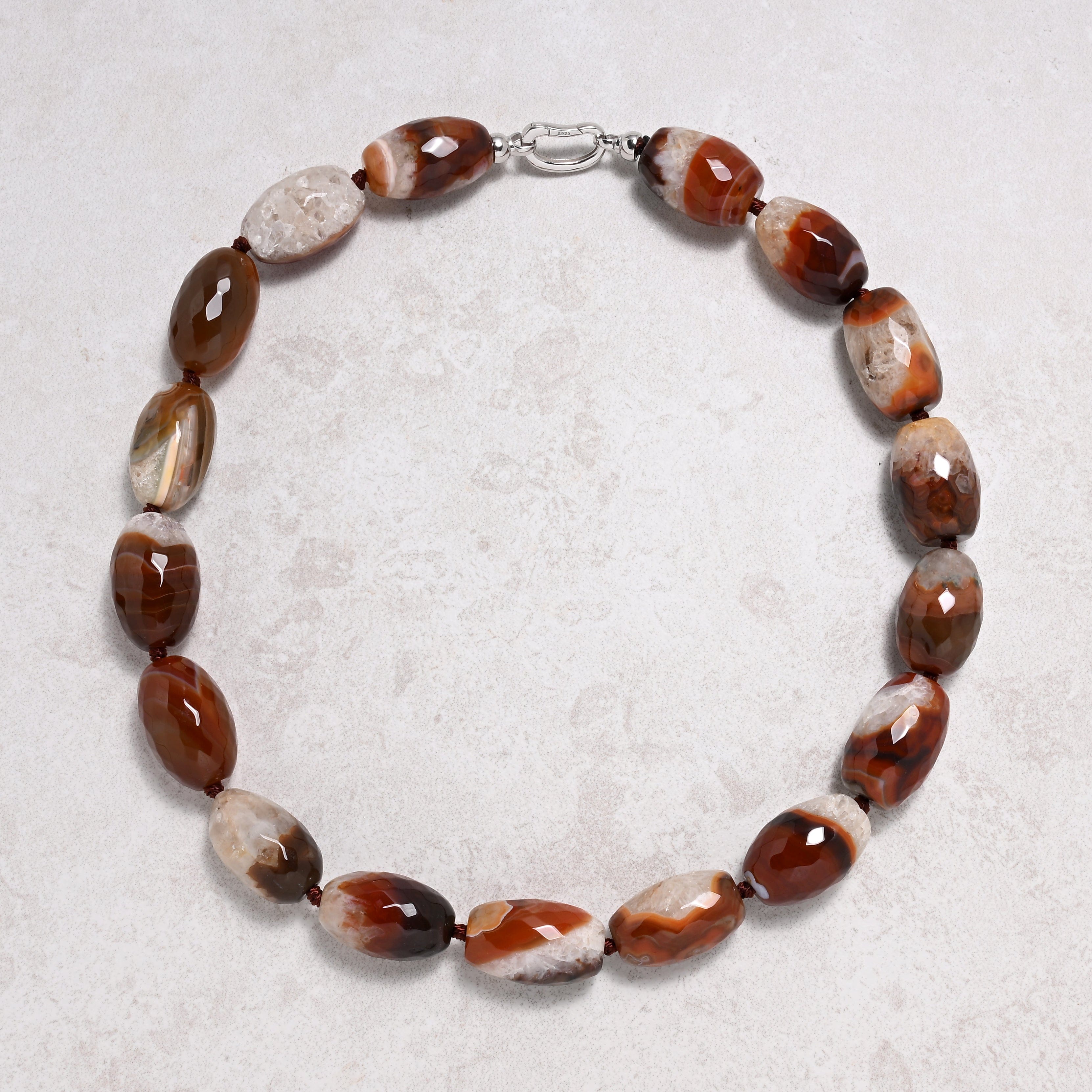 KALIFANO Gemstone Jewelry 22in Carnelian Gemstone Necklace with Sterling Silver Clasp 925N-16-CR