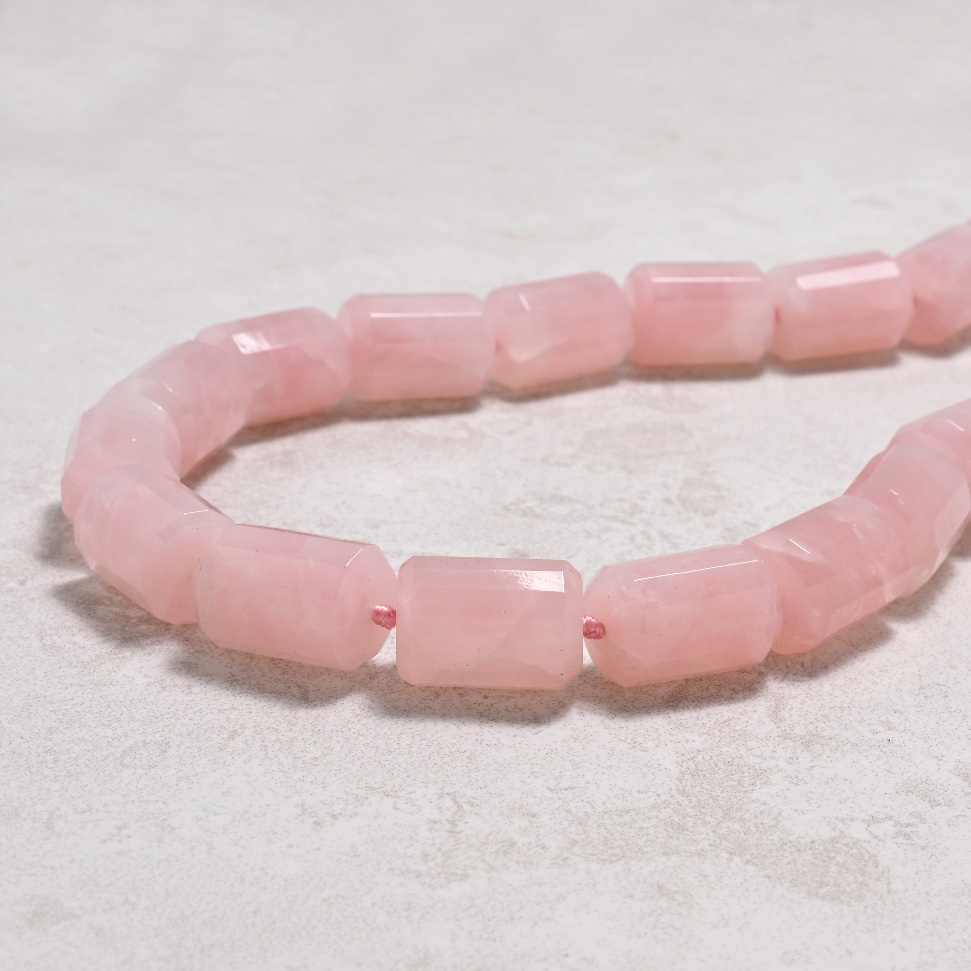 KALIFANO Gemstone Jewelry 22in Rose Quartz Gemstone Necklace with Sterling Silver Clasp 925N-16-RQ