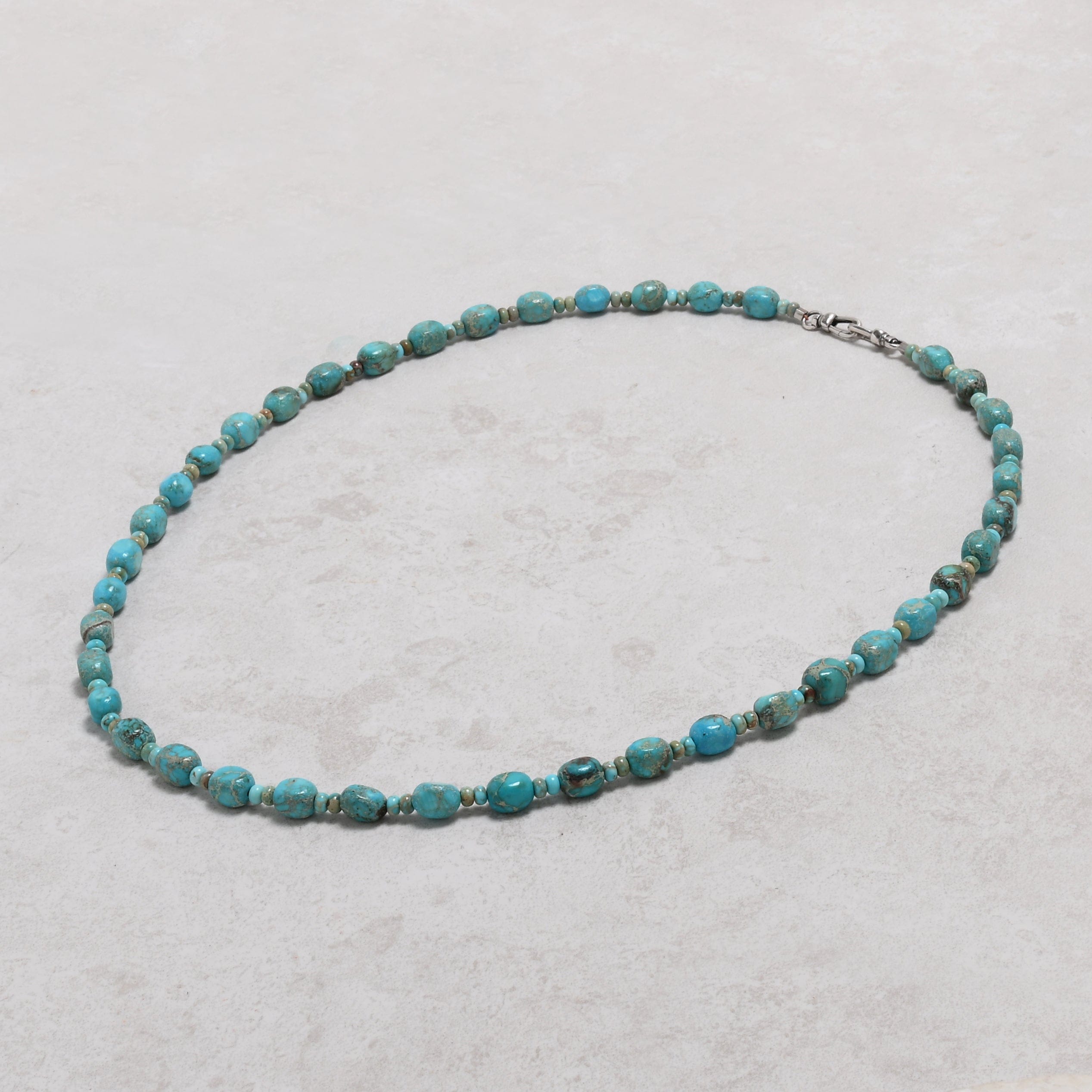 KALIFANO Gemstone Jewelry 26.5in King Turquoise Gemstone Necklace with Sterling Silver Clasp 925NTQ-27