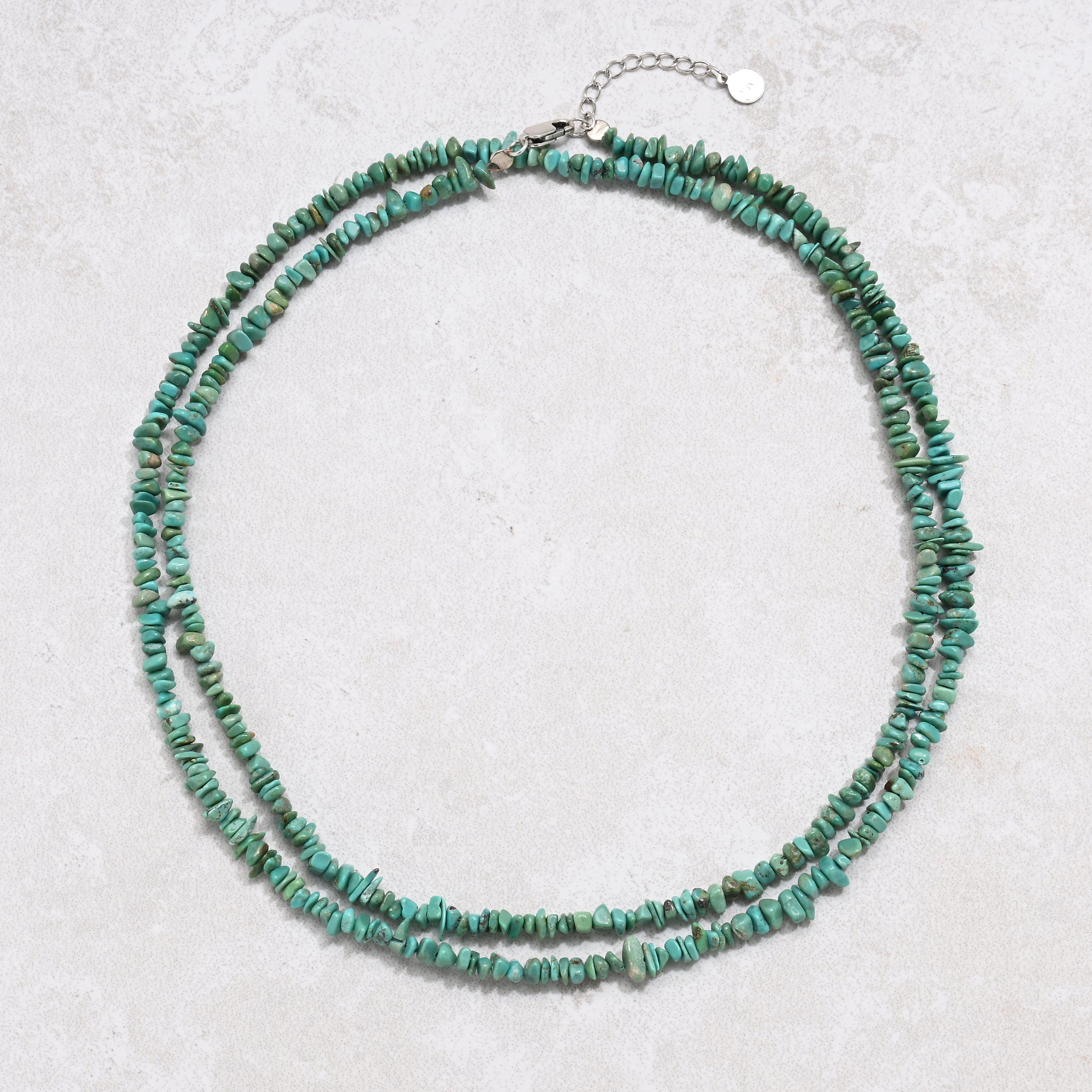 KALIFANO Gemstone Jewelry 31" Turquoise Gemstone Convertible Necklace & Bracelet with Sterling Silver Clasp 925N-23-TQ