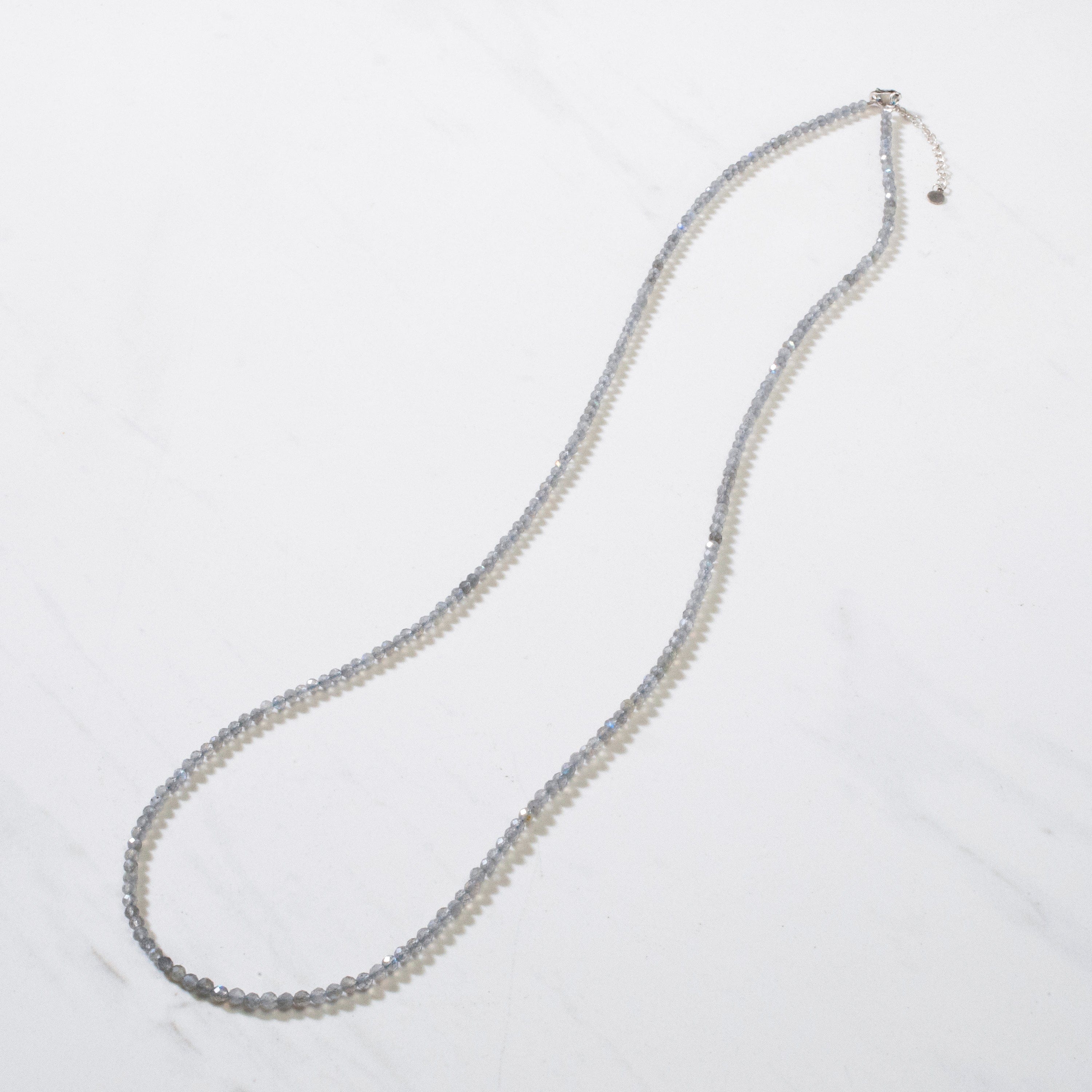 KALIFANO Gemstone Jewelry 3mm Labradorite Faceted 31" Necklace / Multi Wrap Bracelet N3-79S-LB