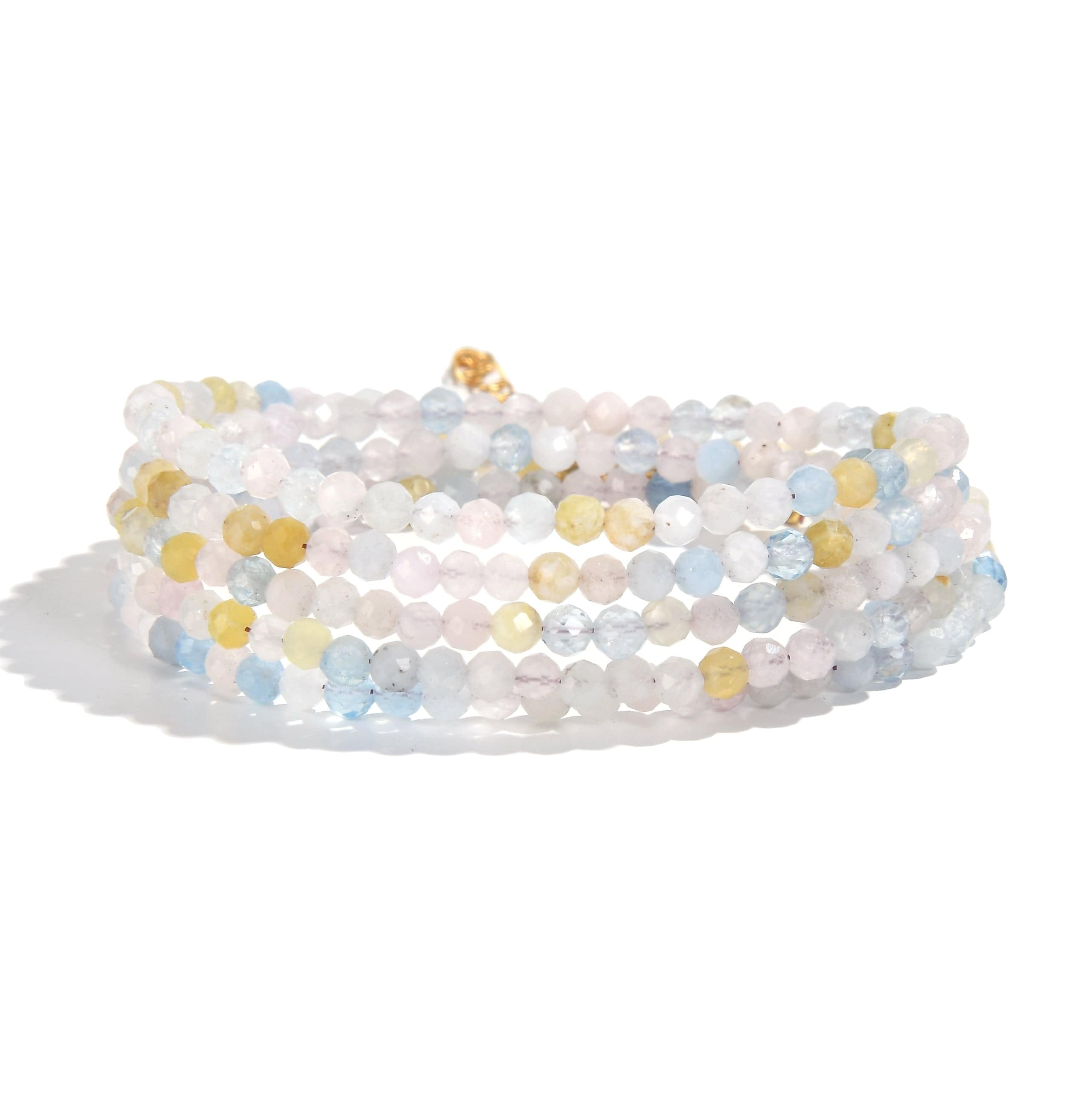 KALIFANO Gemstone Jewelry 3mm Morganite Faceted 31" Necklace / Multi Wrap Bracelet N3-79G-MO