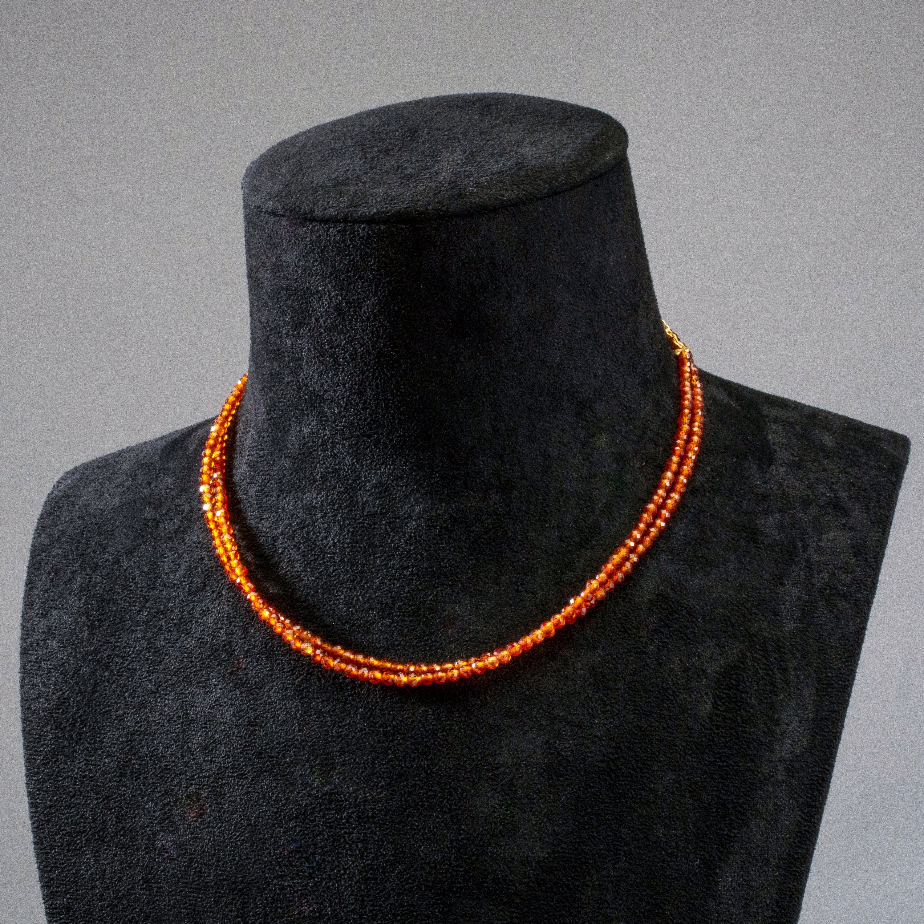 KALIFANO Gemstone Jewelry 3mm Orange Garnet Faceted 31" Necklace / Multi Wrap Bracelet N3-79G-OG