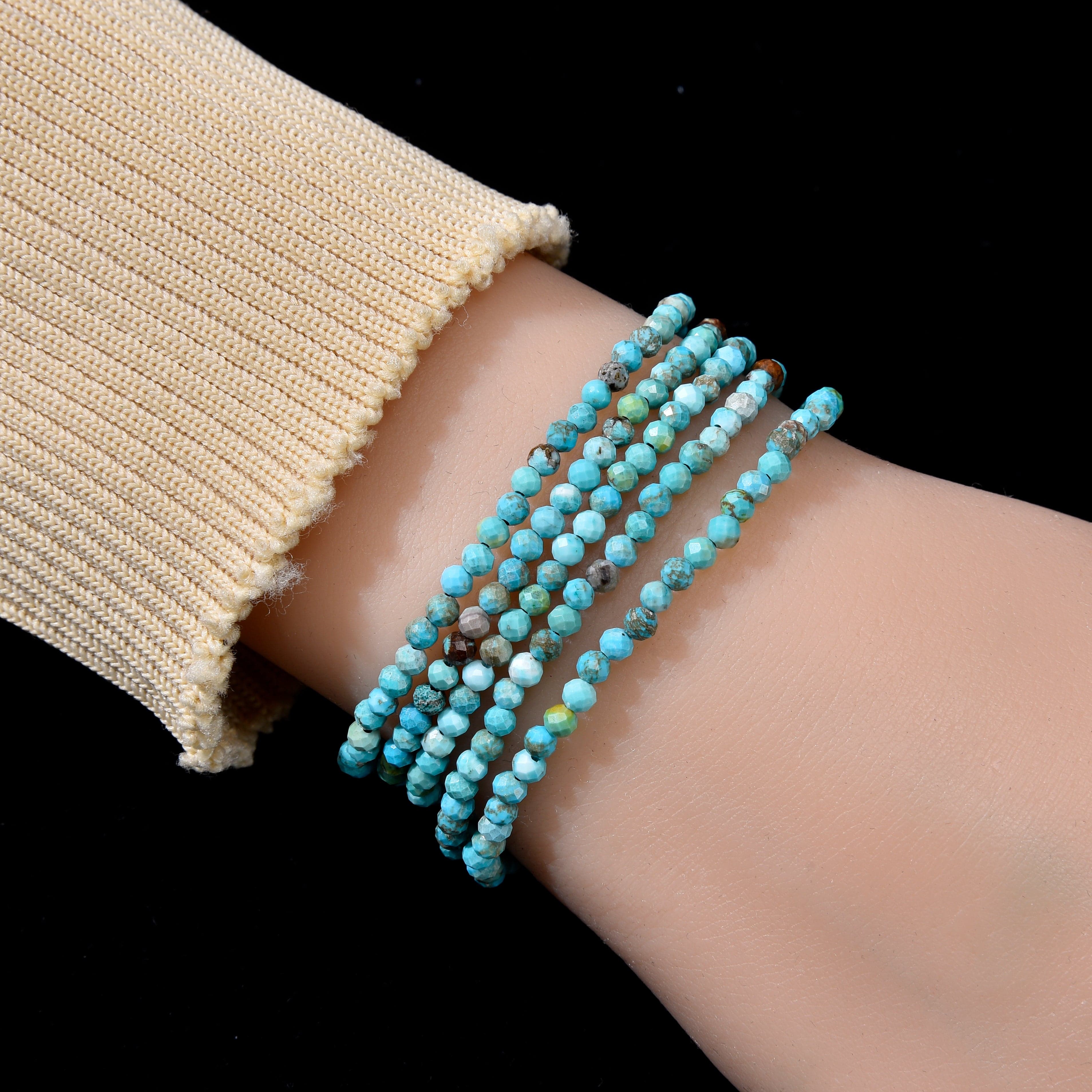 KALIFANO Gemstone Jewelry 3mm Turquoise Faceted 31" Necklace / Multi Wrap Bracelet N3-79S-TQ