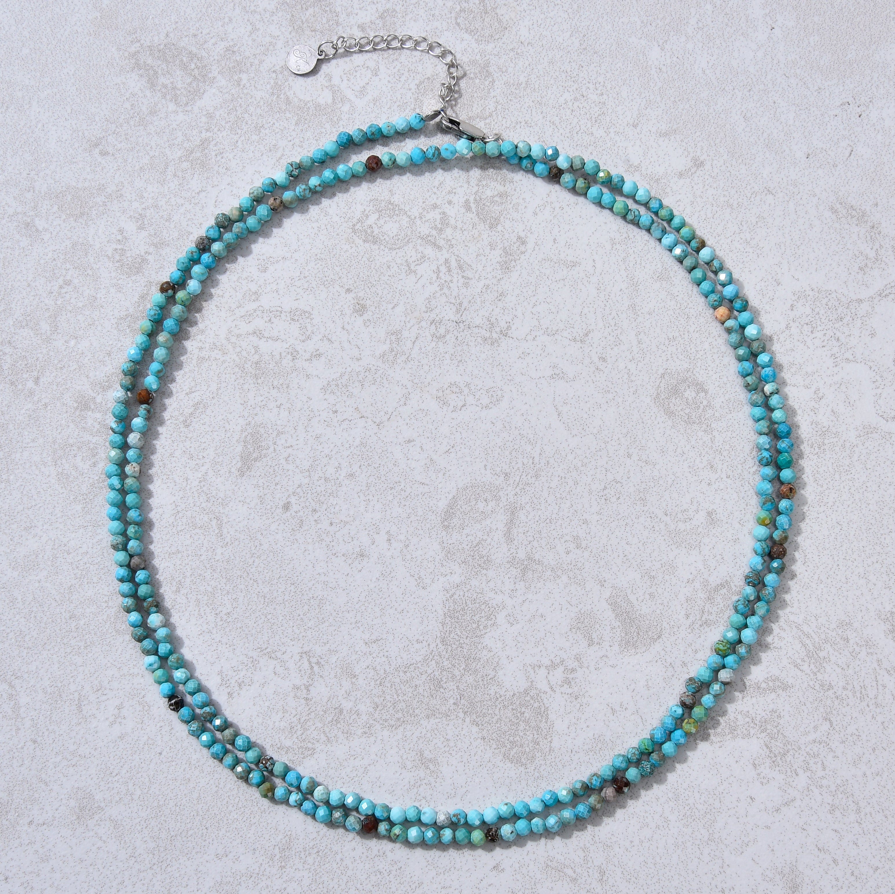 KALIFANO Gemstone Jewelry 3mm Turquoise Faceted 31" Necklace / Multi Wrap Bracelet N3-79S-TQ