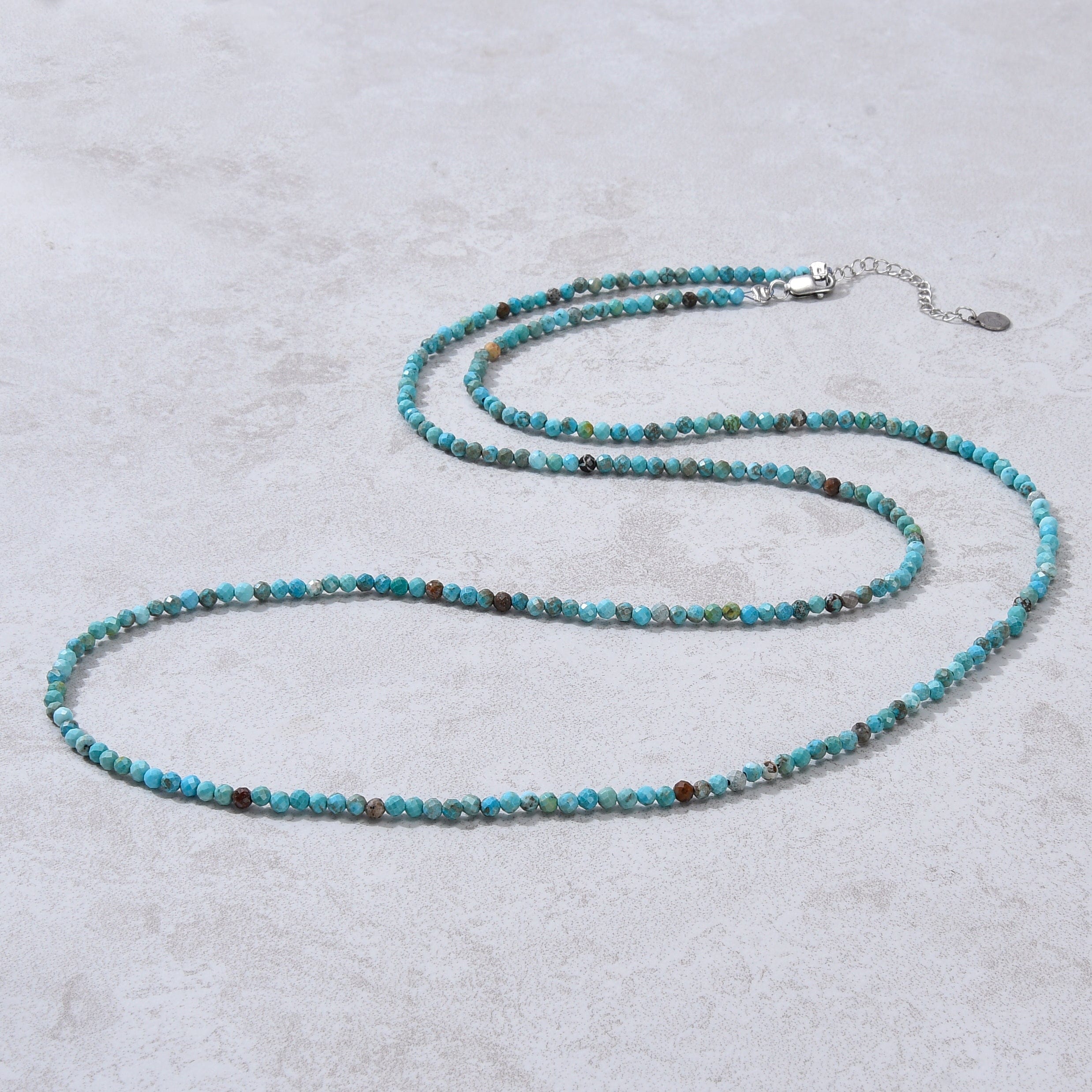 KALIFANO Gemstone Jewelry 3mm Turquoise Faceted 31" Necklace / Multi Wrap Bracelet N3-79S-TQ
