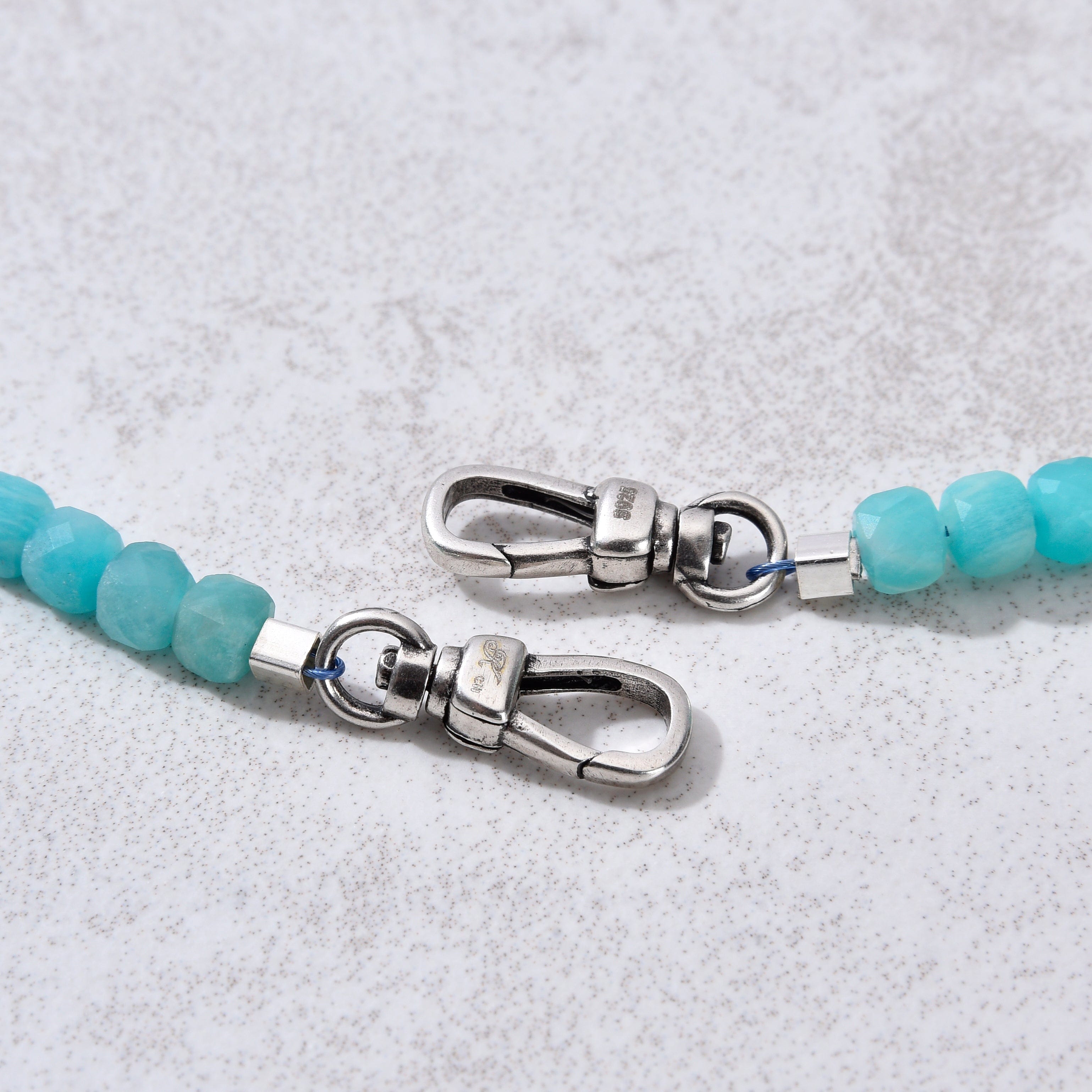 KALIFANO Gemstone Jewelry 4mm Amazonite Faceted Cube 21" Necklace / Multi wrap Bracelet N55-AZ